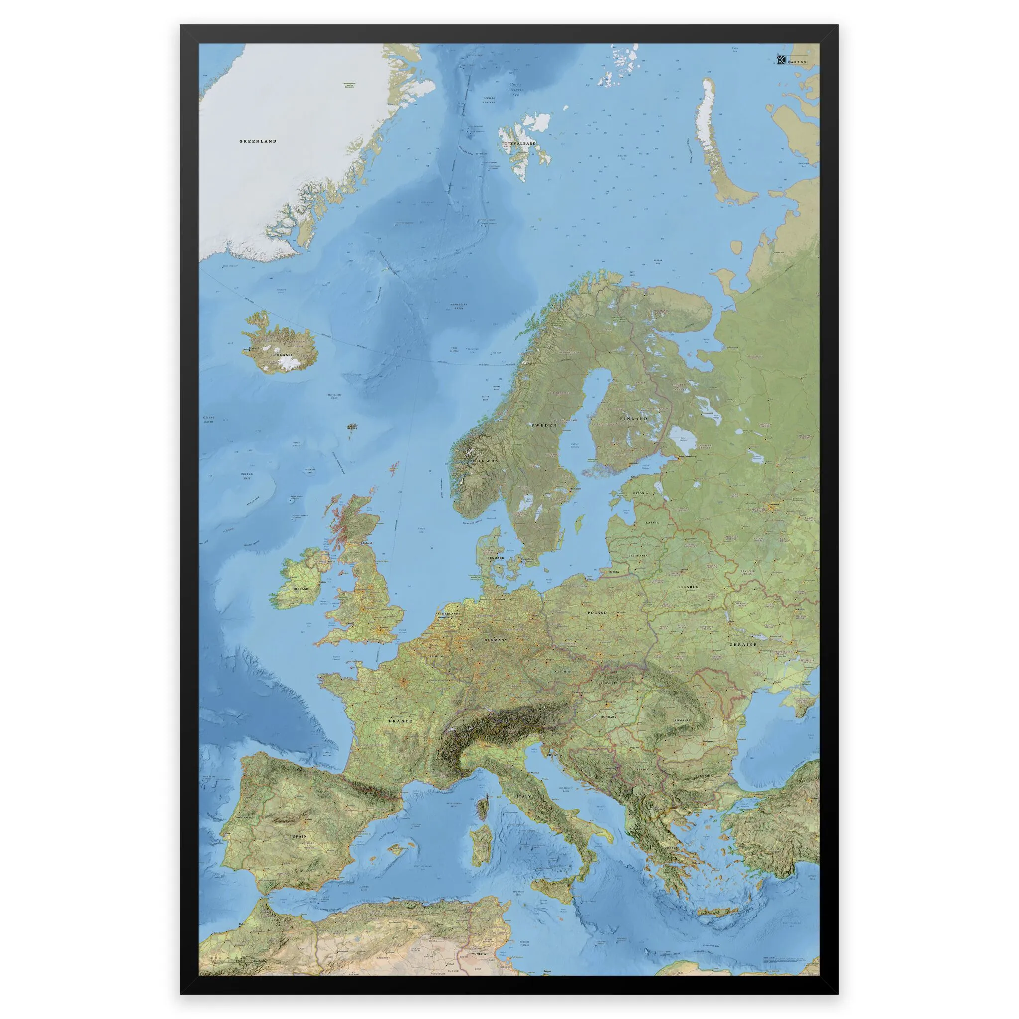 Europakart med land og hovedsteder – klassisk og detaljert veggkart - Image 16