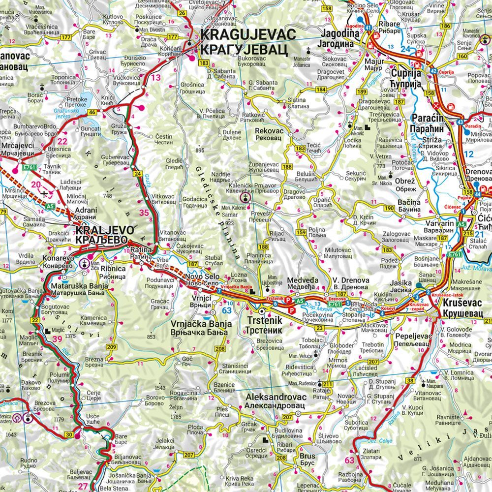 Serbia – Montenegro – Kosovo – Nord-Makedonia – veikart (flerspråklig) - Bilde 3