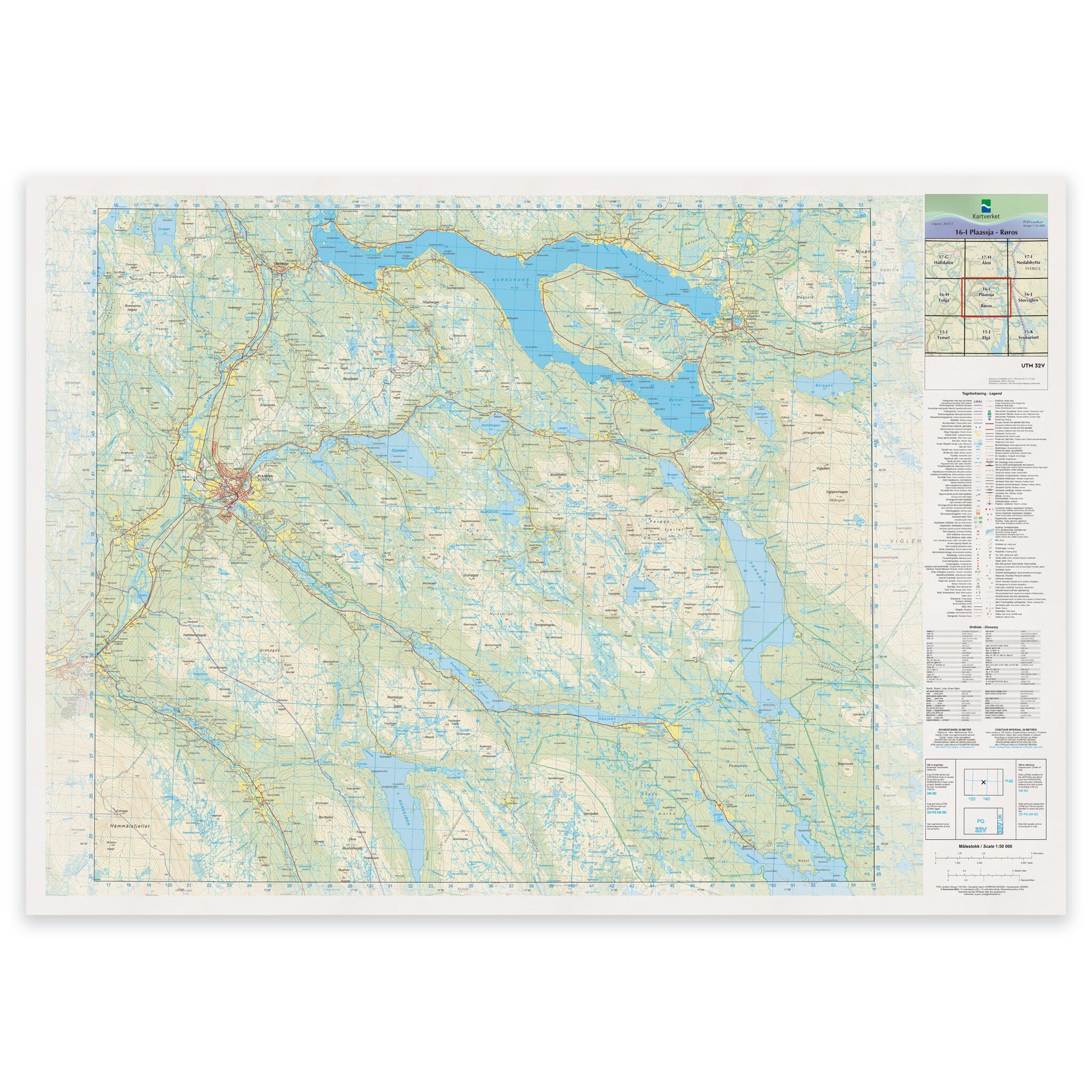 Kartverket - landkart (N50): 16-I Plaassja Røros