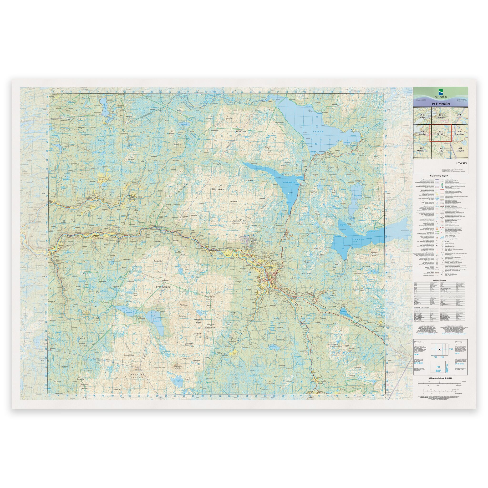 Kartverket - landkart (N50): 19-F Meråker