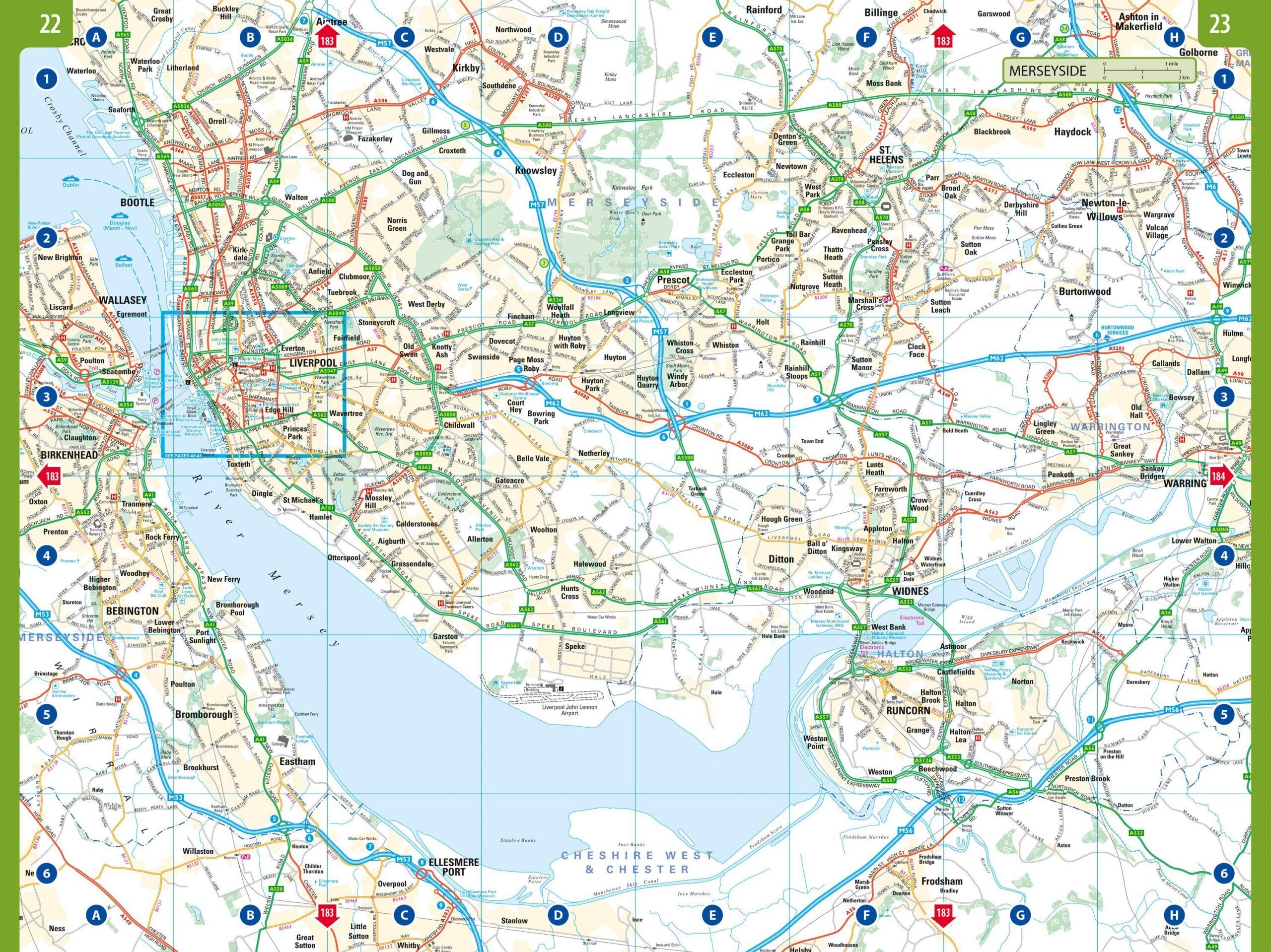 Bilatlas over Storbritannia og Nord-Irland 2026 i målestokk 1:200 000–1:266 000