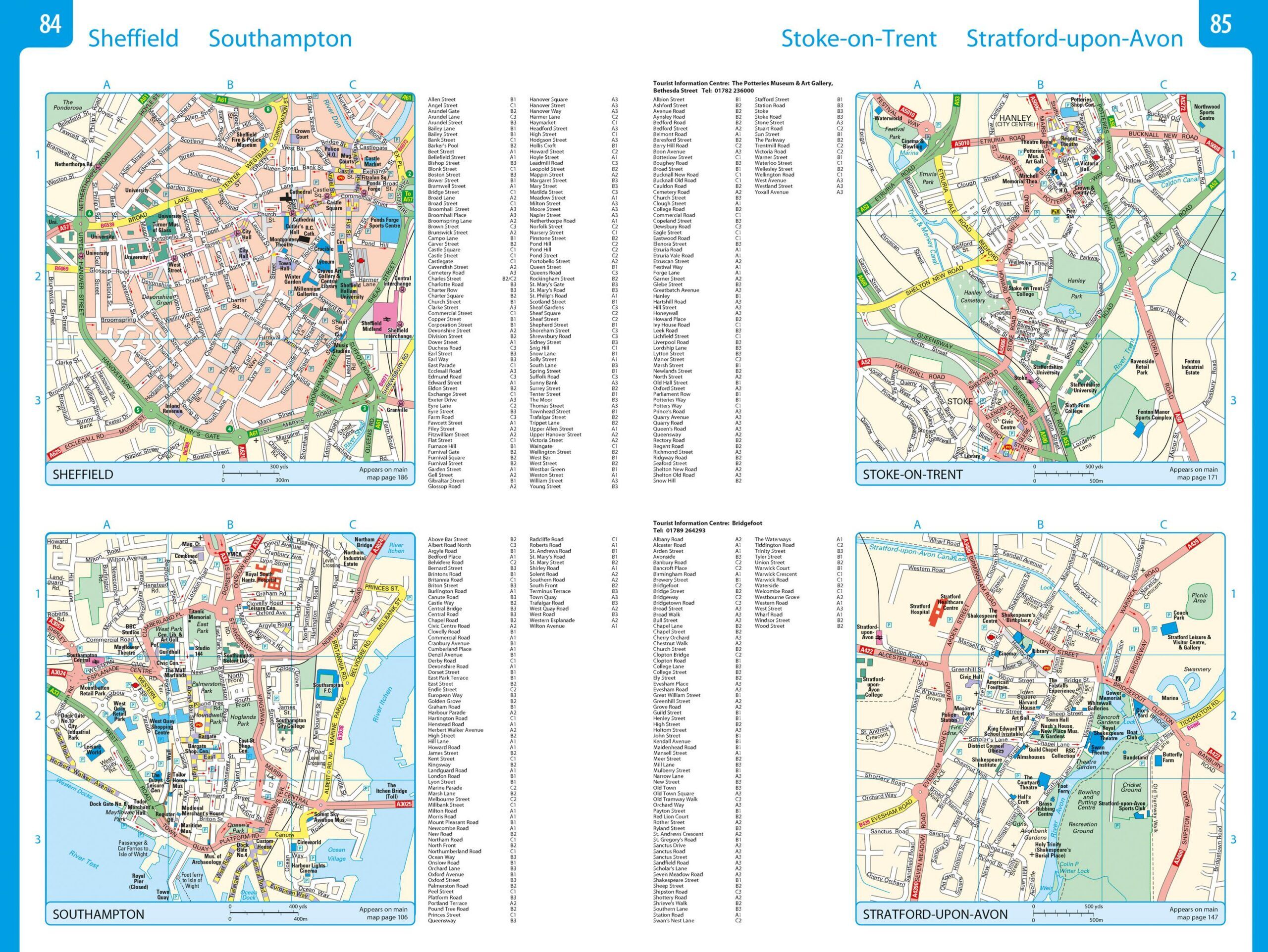 Posted car atlas of Great Britain and Northern Ireland with detailed road maps