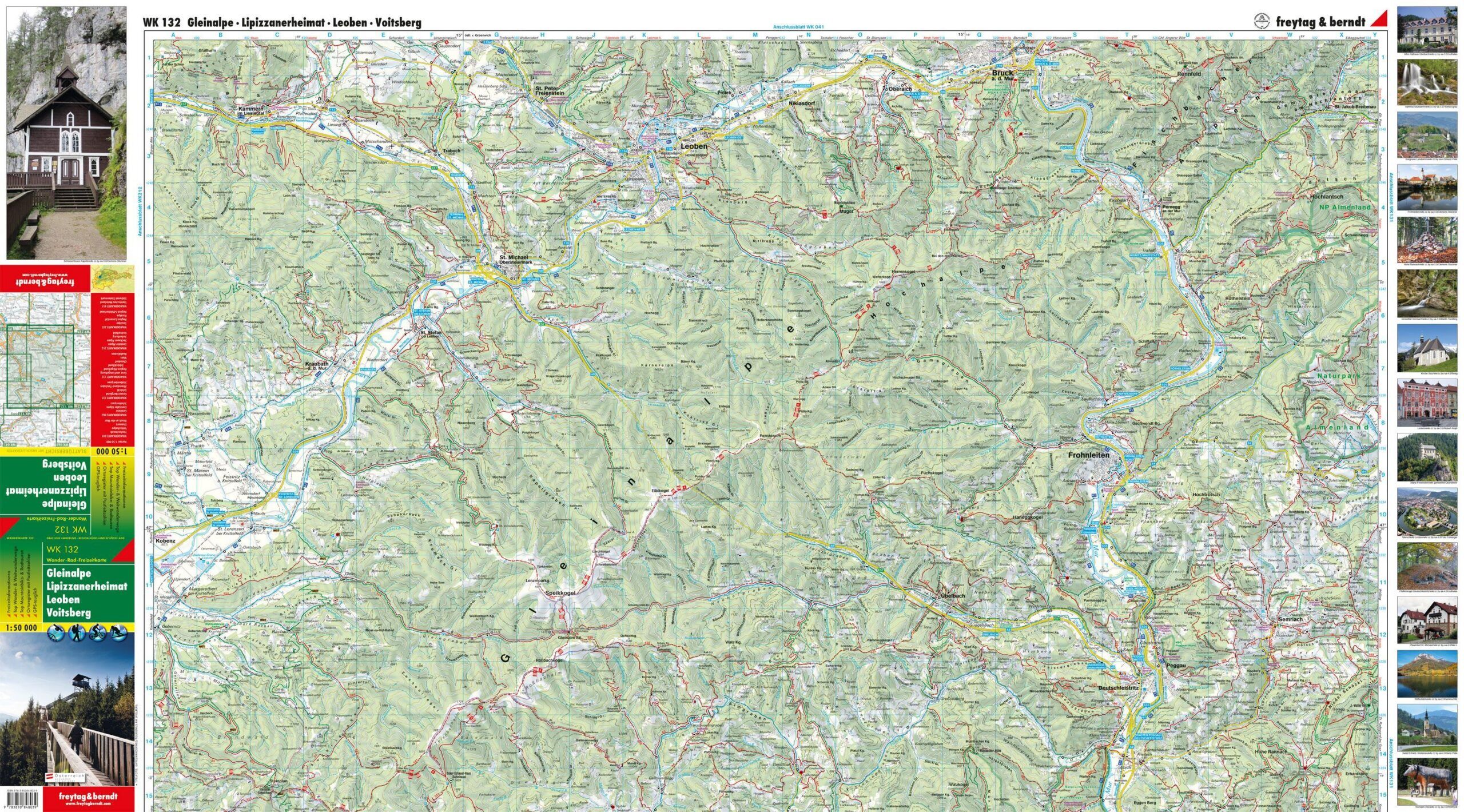 Utbrettet tur- og sykkelkart over Achensee i målestokk 1:50 000