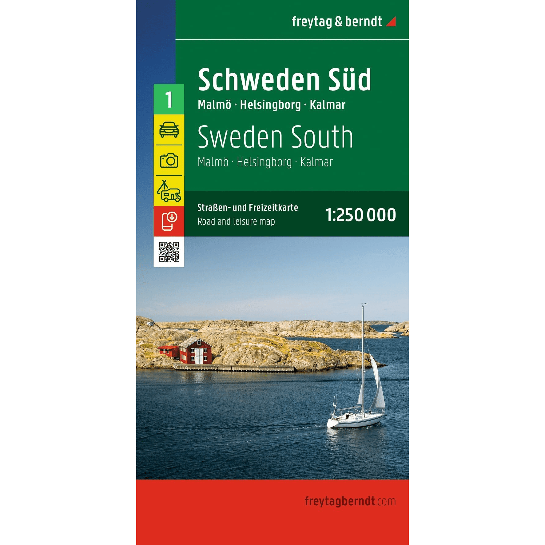 Forsiden av Sør-Sverige veikart 1:250 000 fra freytag & berndt
