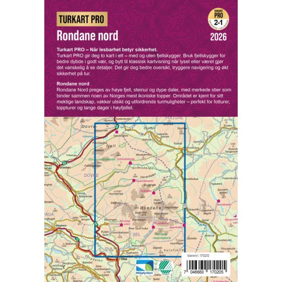 Rondane Nord Turkart Pro 1:50 000 – bakside