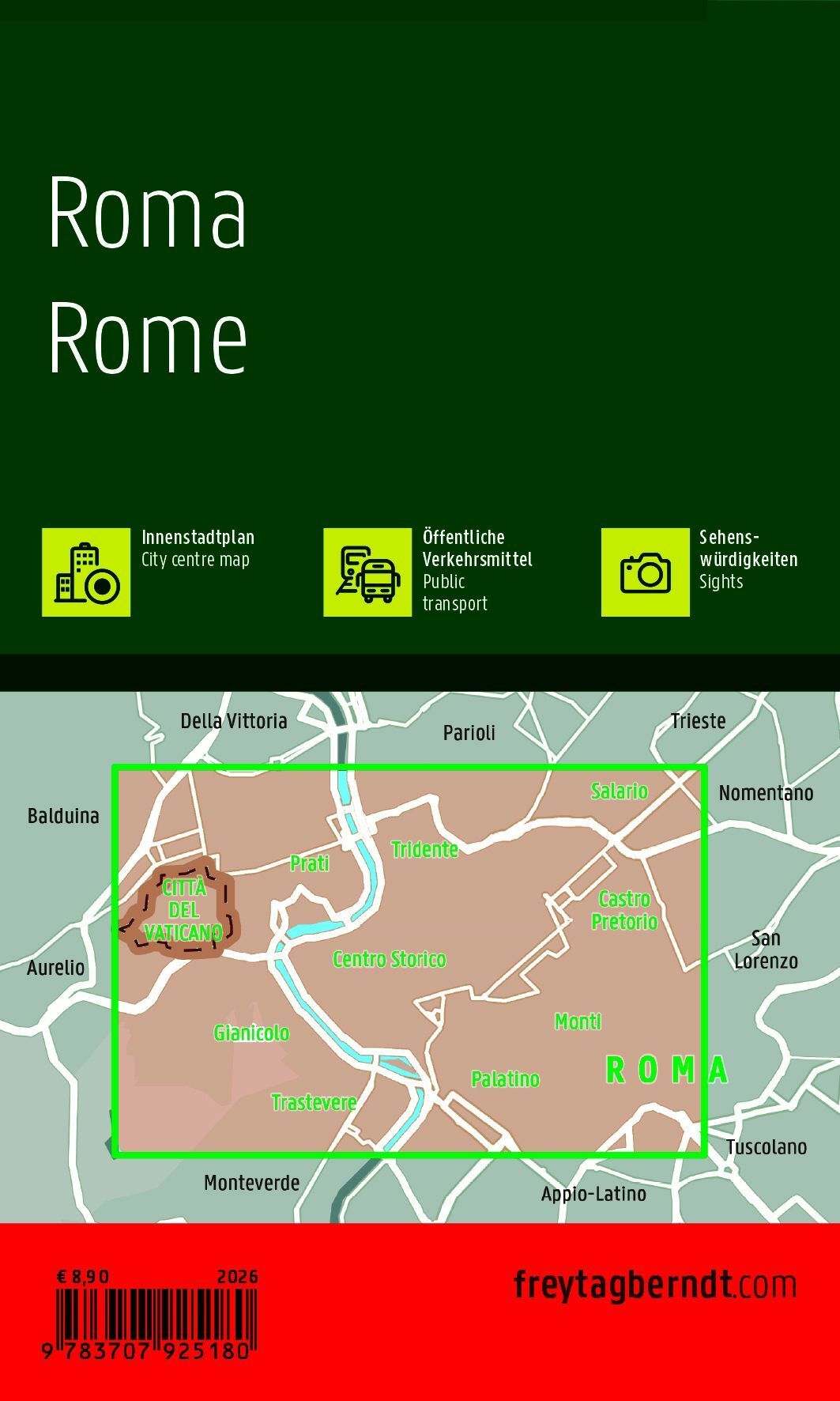 Baksiden av Freytag & Berndt bykart over Roma.
