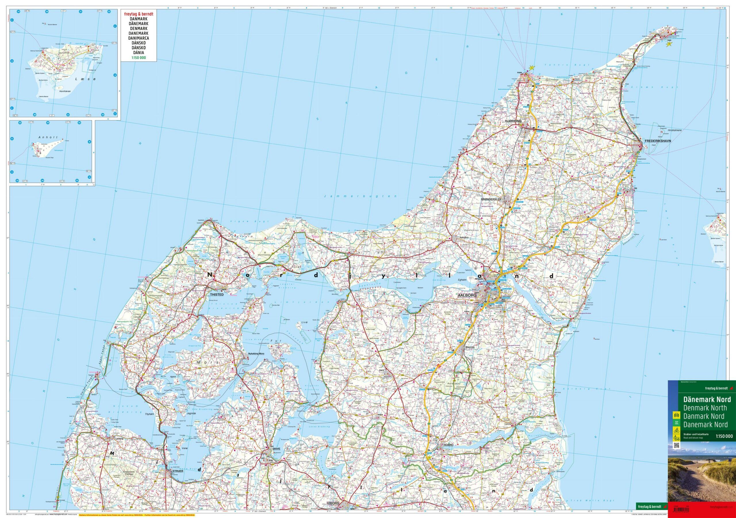 Oversiktskart over Danmark i målestokk 1:150 000