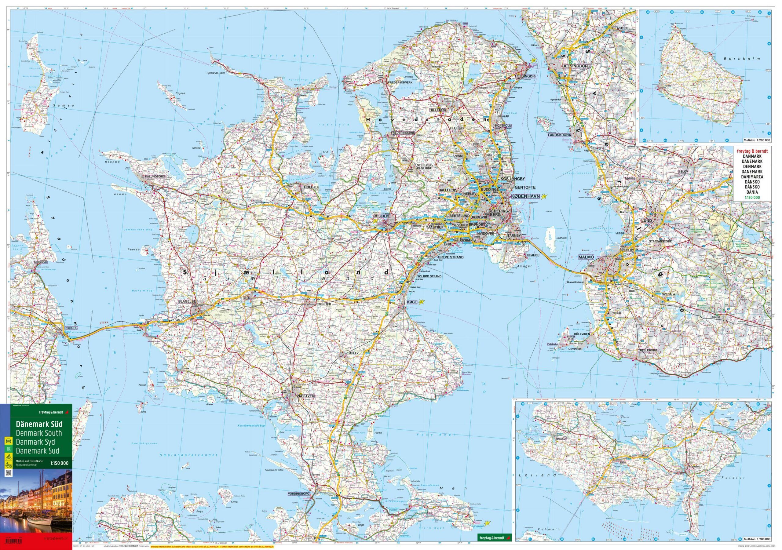 Oversiktskart over Danmark i målestokk 1:150 000