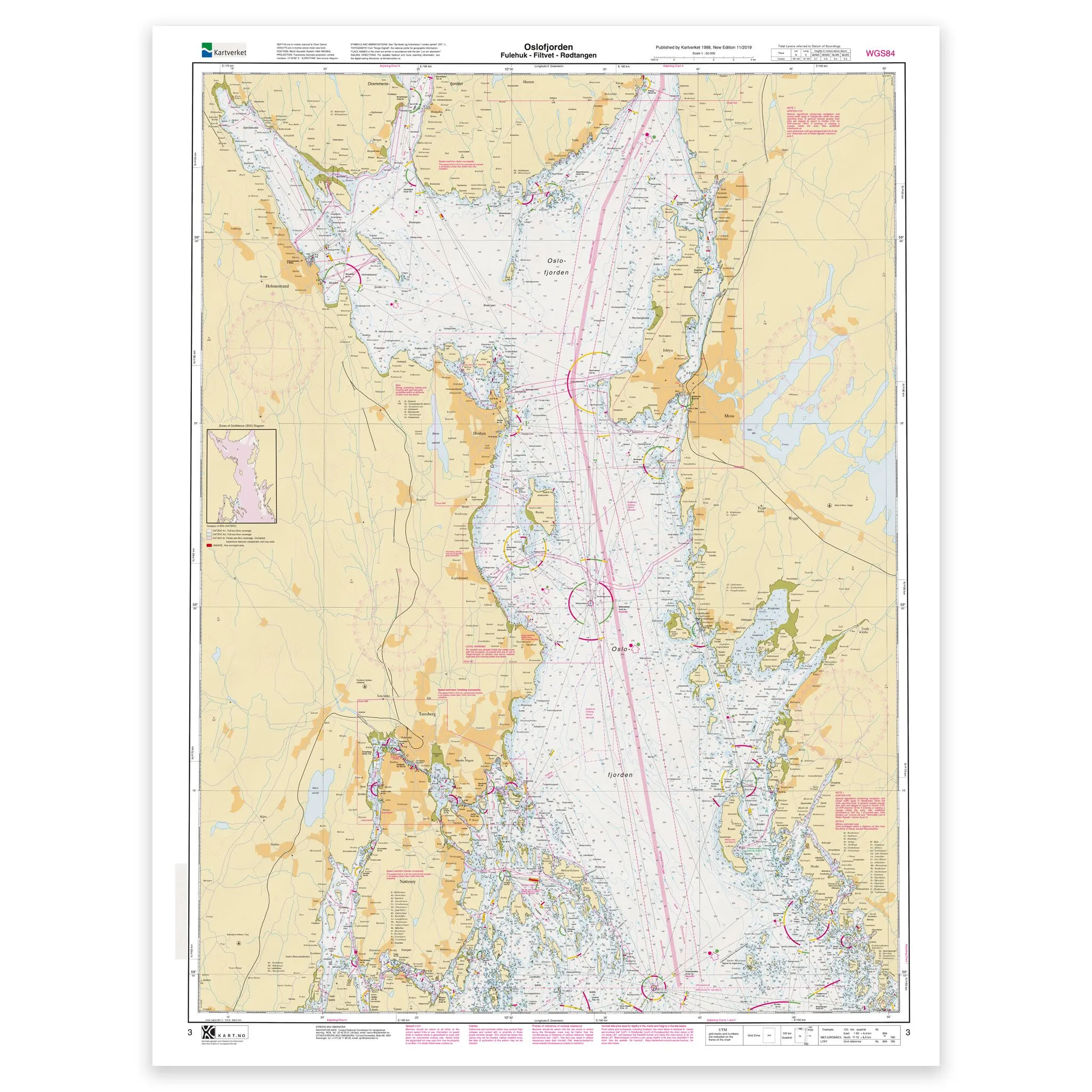 Kartverket Nautical Chart 003 – Oslofjorden. Fulehuk – Filtvet – Rødtangen