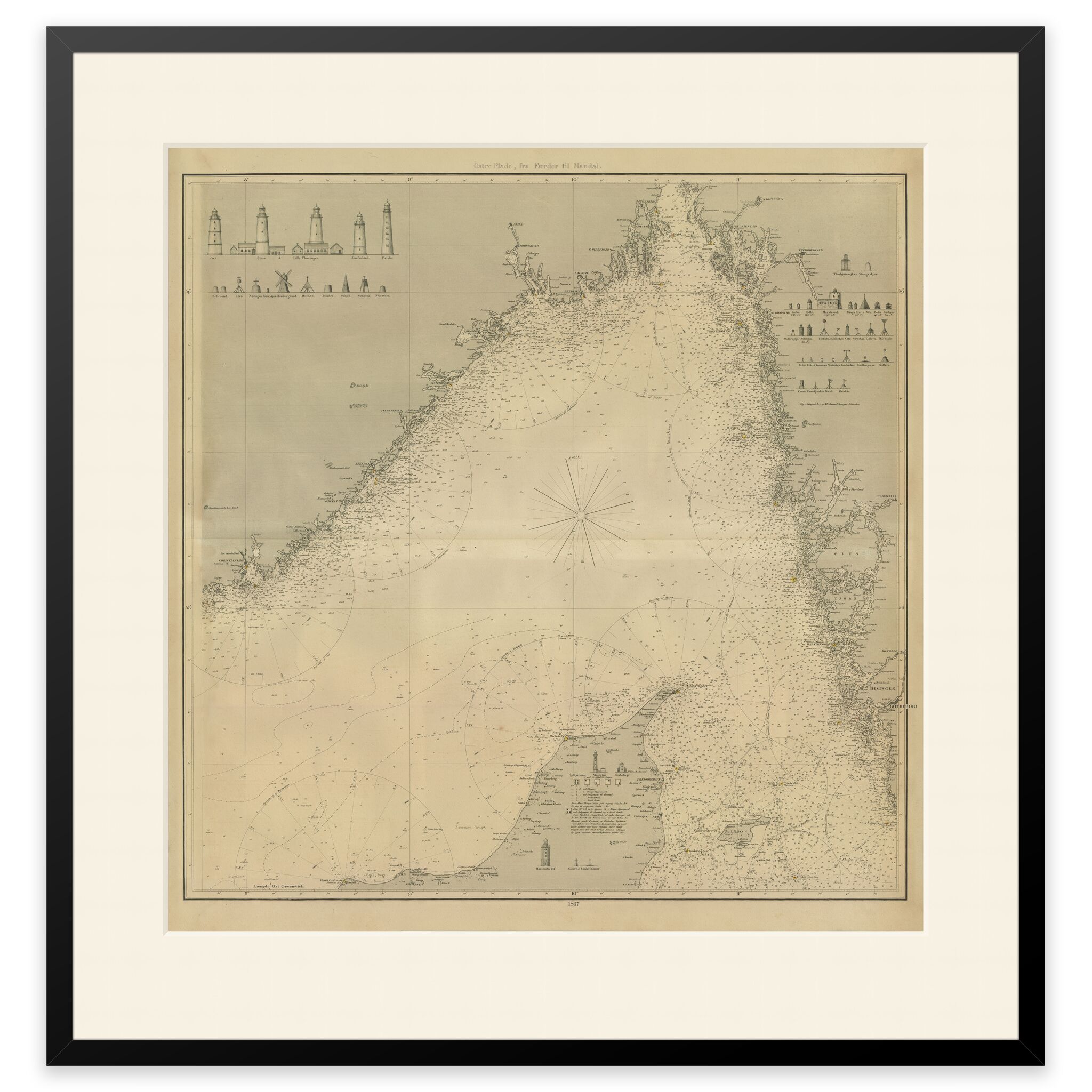 Historisk sjøkart over Skagerakk og landområdene rundt. - Image 6