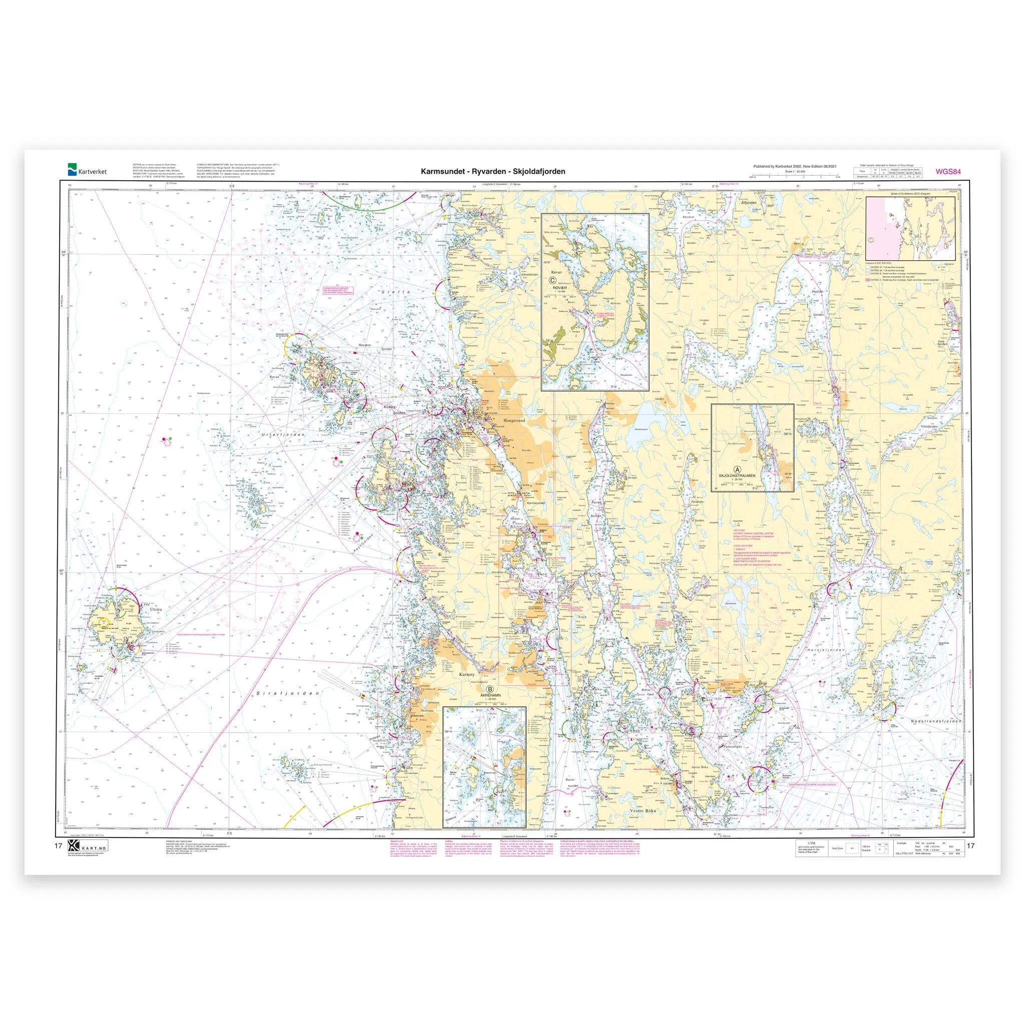 Kartverket - hovedkart 17: Karmsundet – Ryvarden – Skjoldafjorden