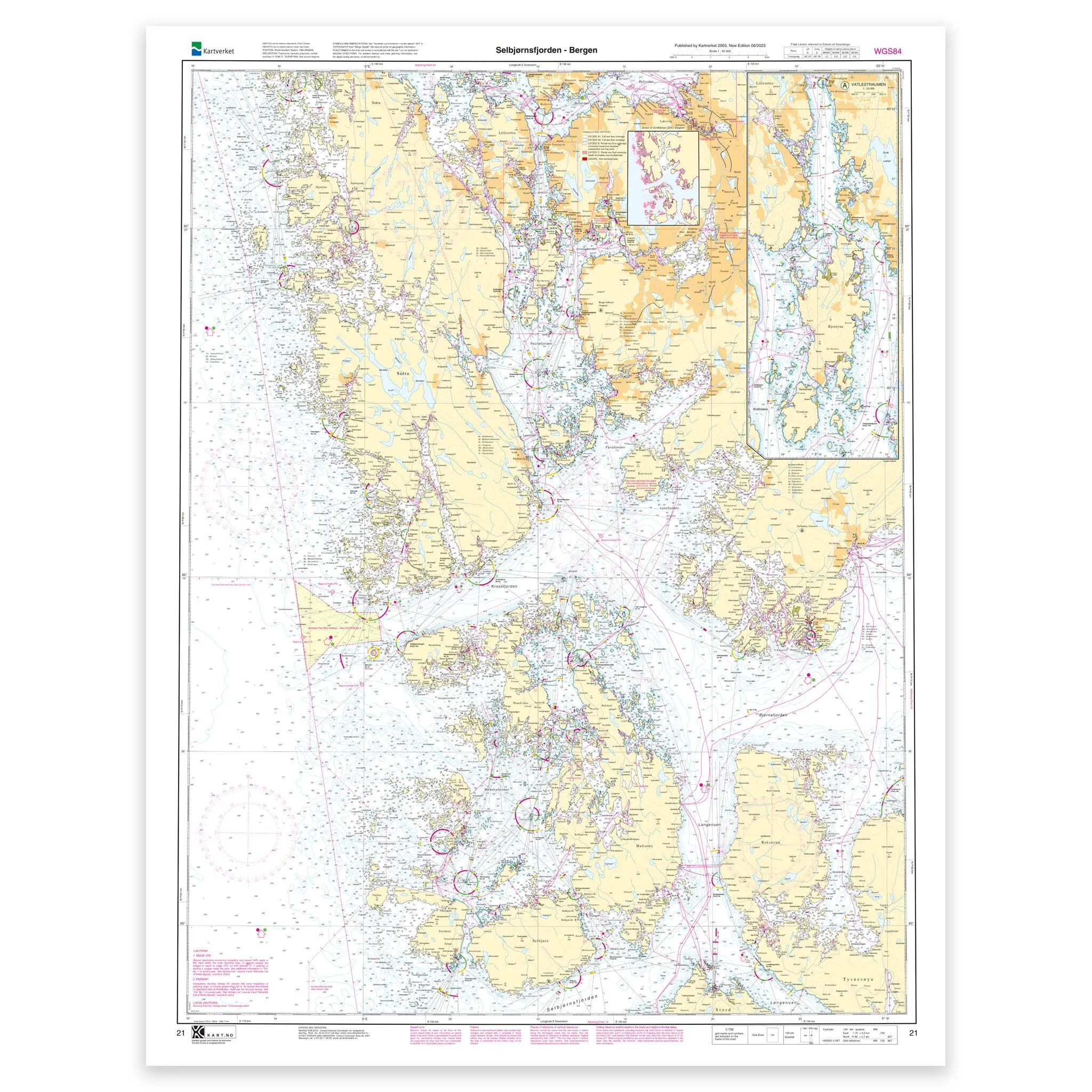 Kartverket - hovedkart 21: Selbjørnsfjorden – Bergen