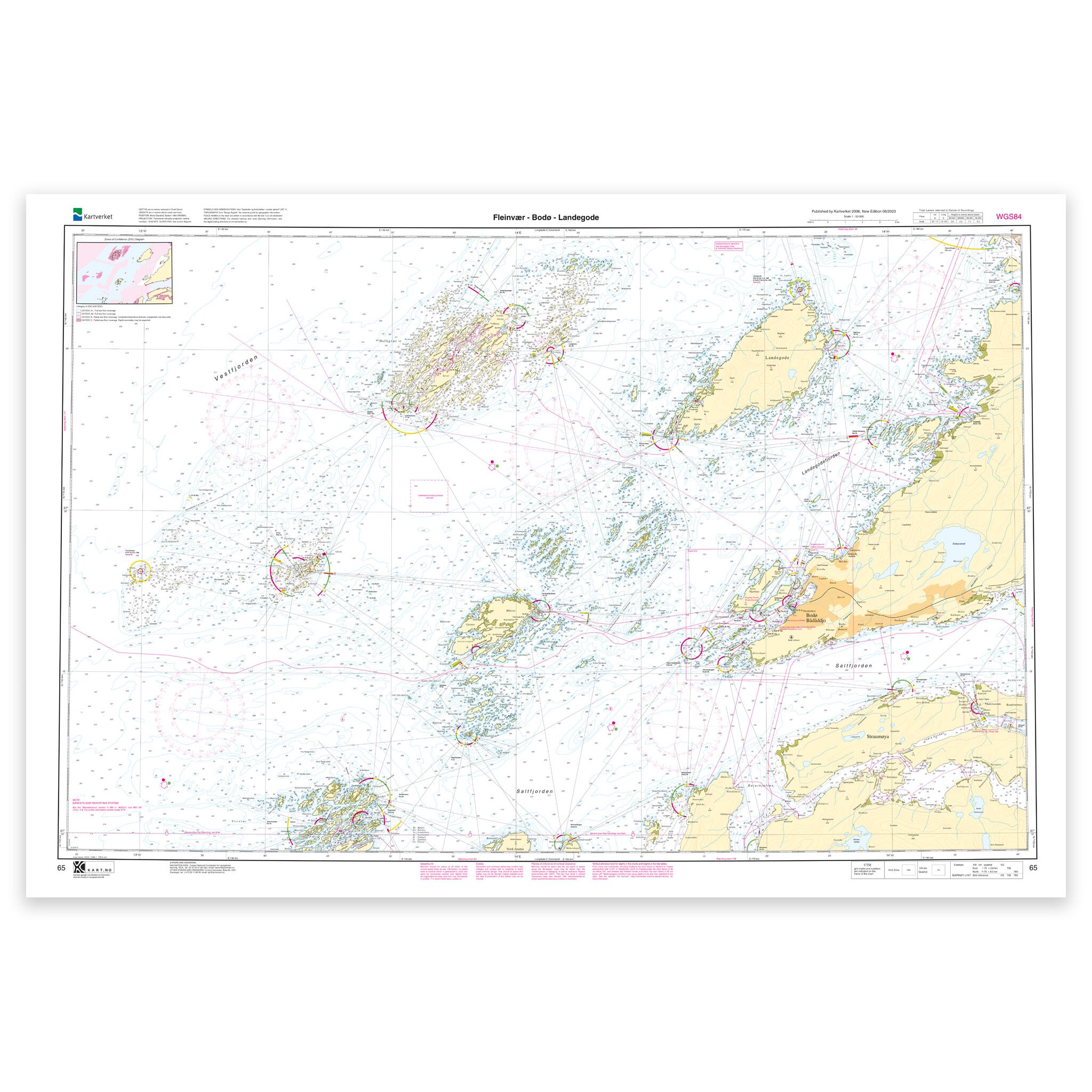 Kartverket - hovedkart 65: Fleinvær – Bodø – Landegode