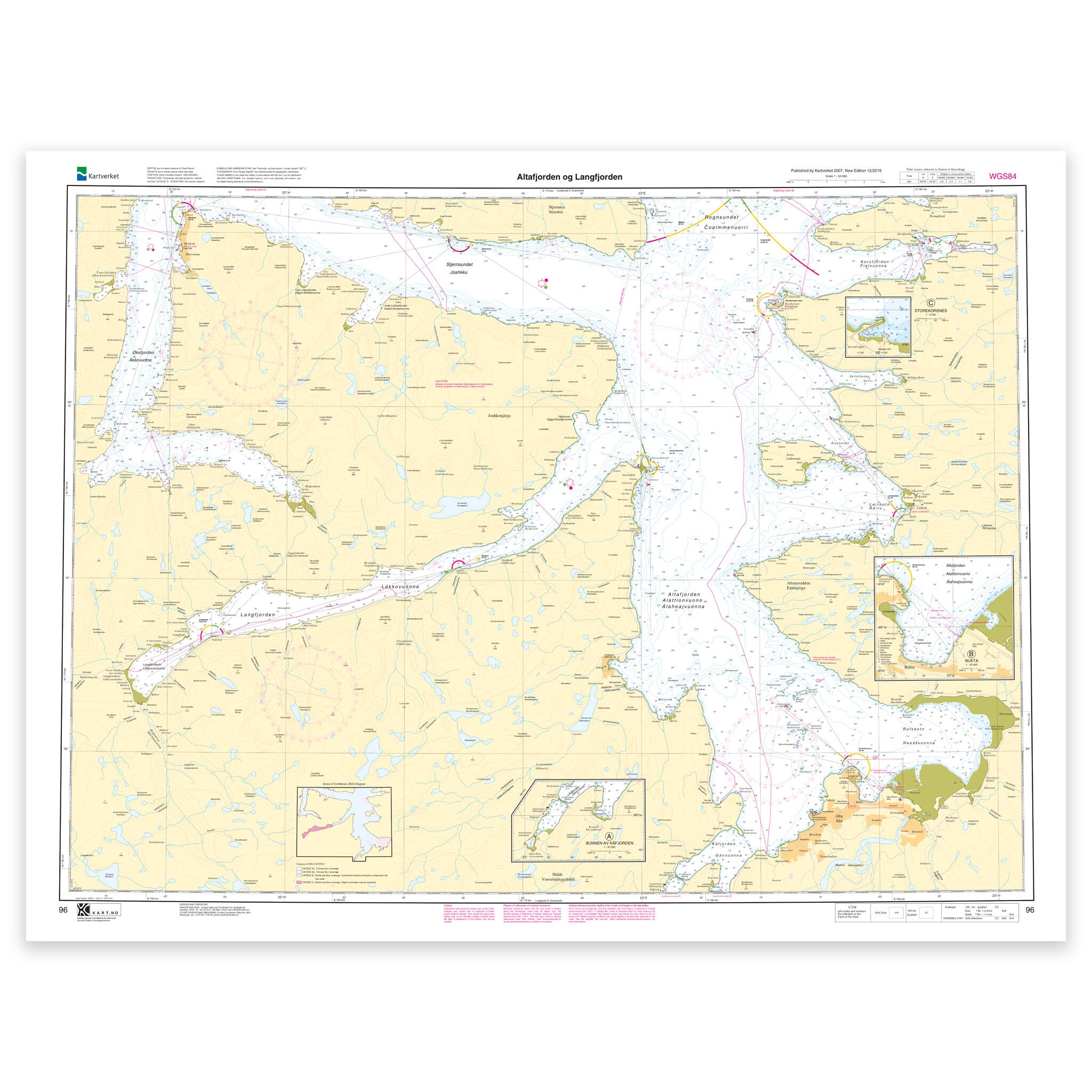 Kartverket – hovedkart 96: Altafjorden og Langfjorden