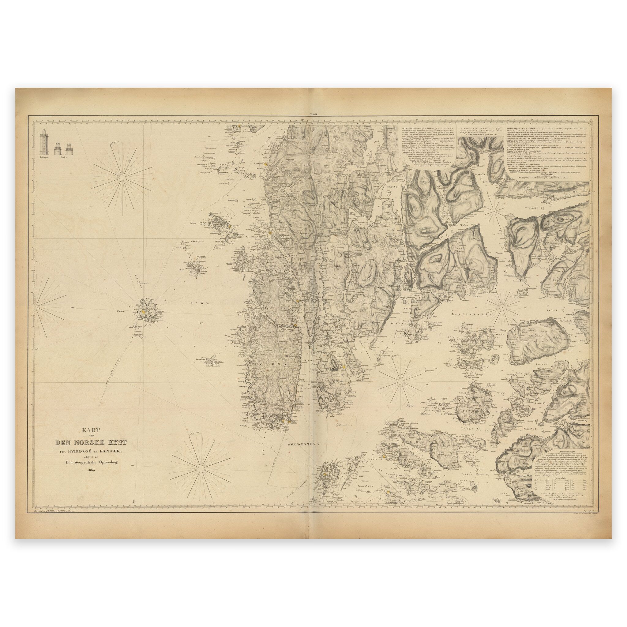 Historisk sjøart over området Kvitsøy, Utsira, Espevær og Nedstrand