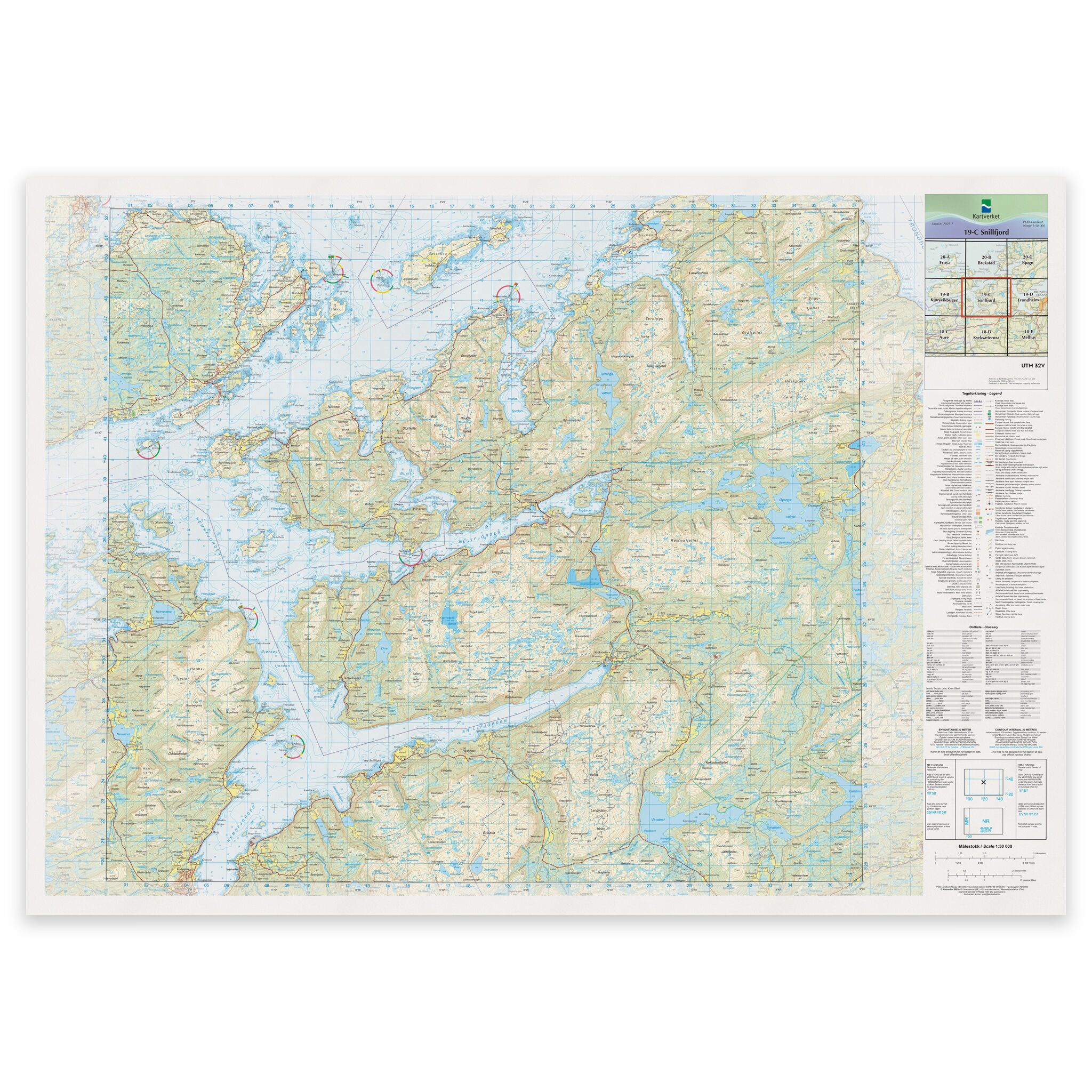 Kartverket - landkart (N50): 19-C Snillfjord