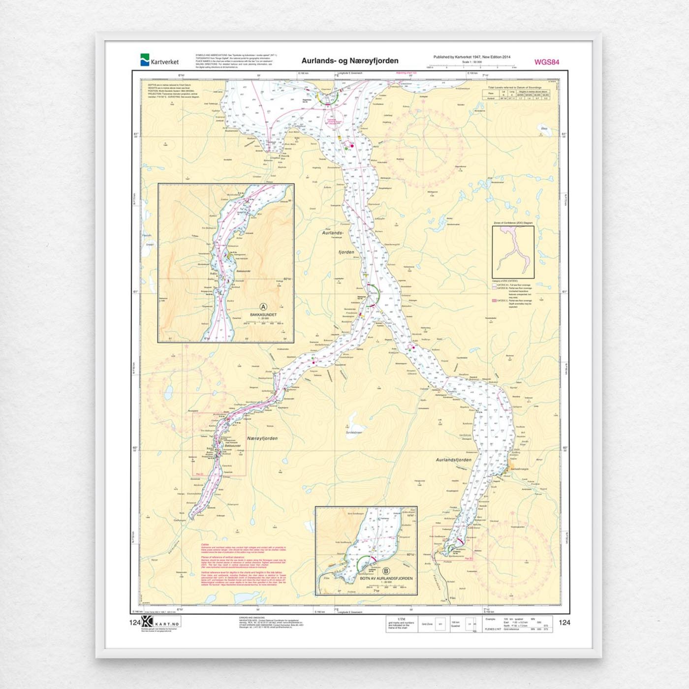 Kartverket – hovedkart 124: Aurlands- og Nærøyfjorden - Image 2