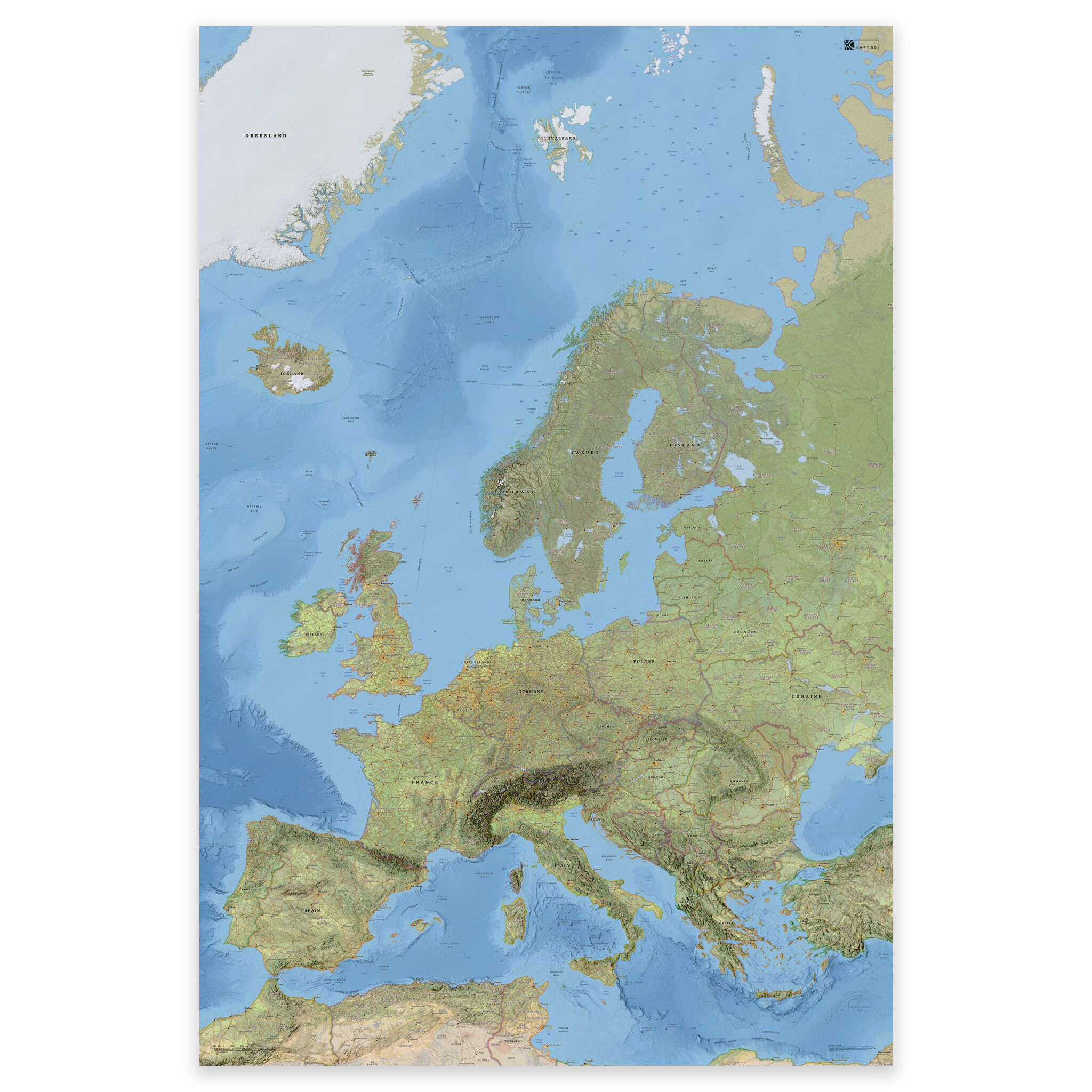 Europakart med land og hovedsteder – klassisk og detaljert veggkart - Image 3