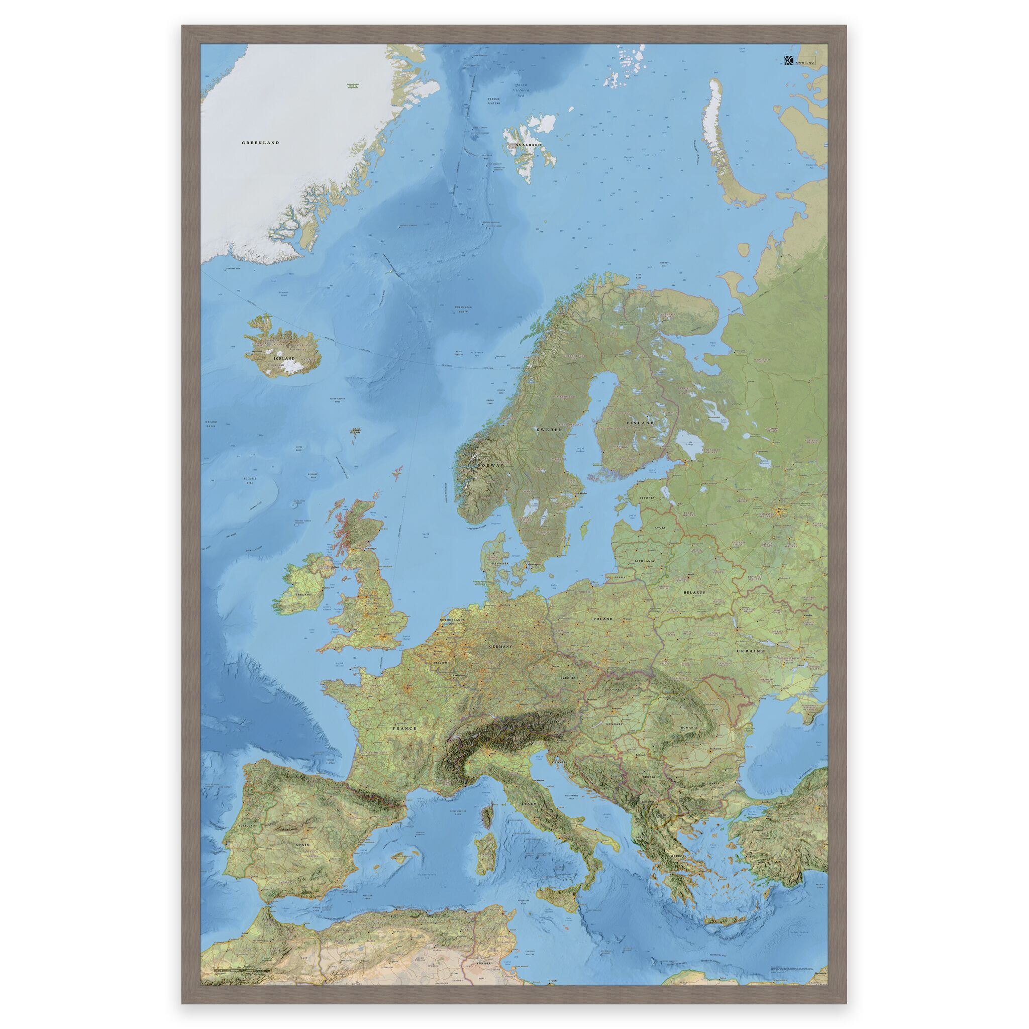 Europakart med land og hovedsteder – klassisk og detaljert veggkart - Image 21