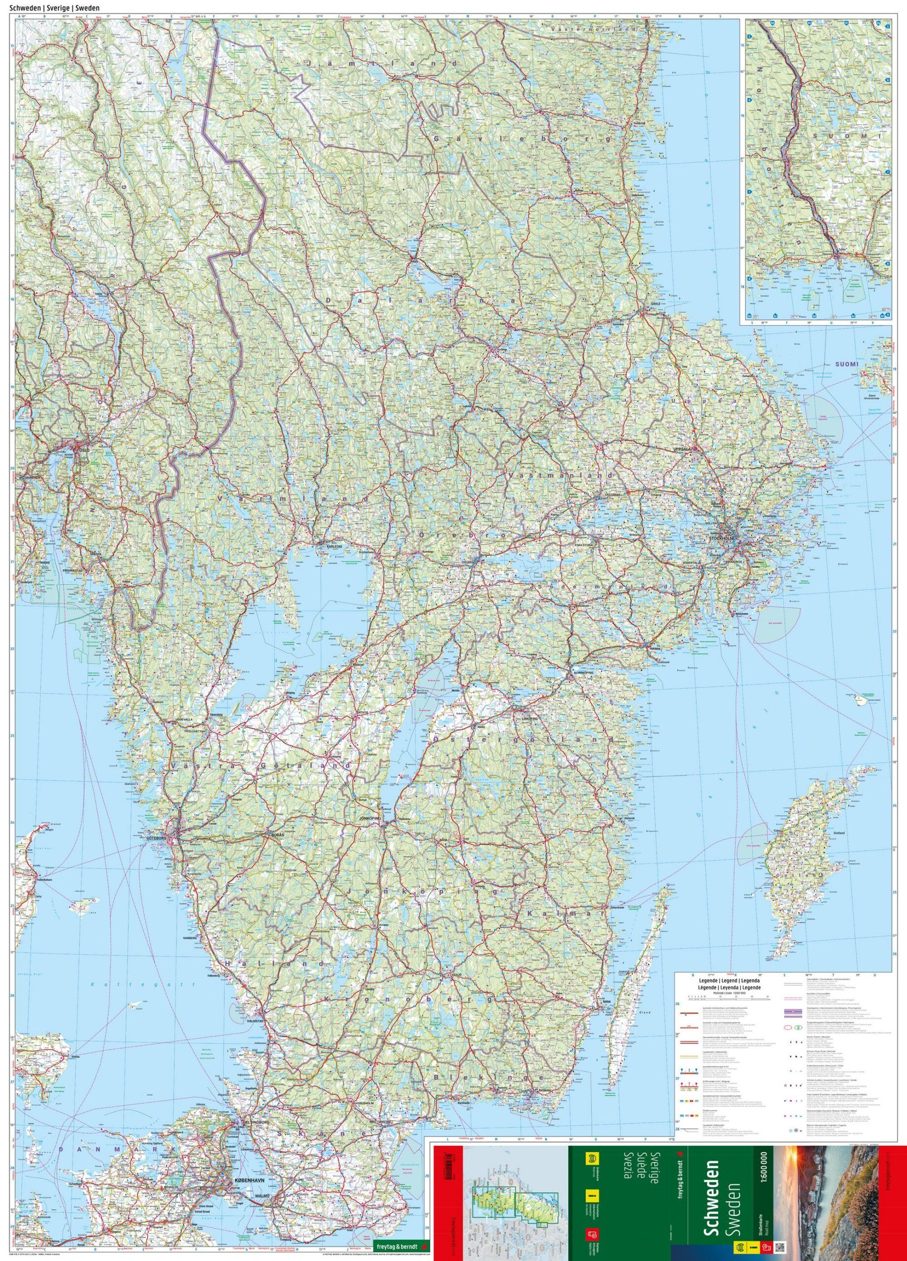 Sverige veikart 1:600 000 utbrettet