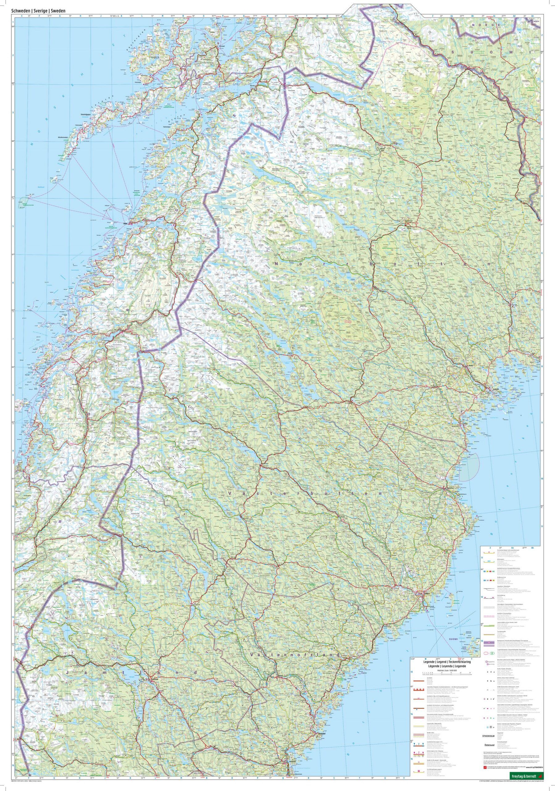 Sverige veikart 1:600 000 utbrettet