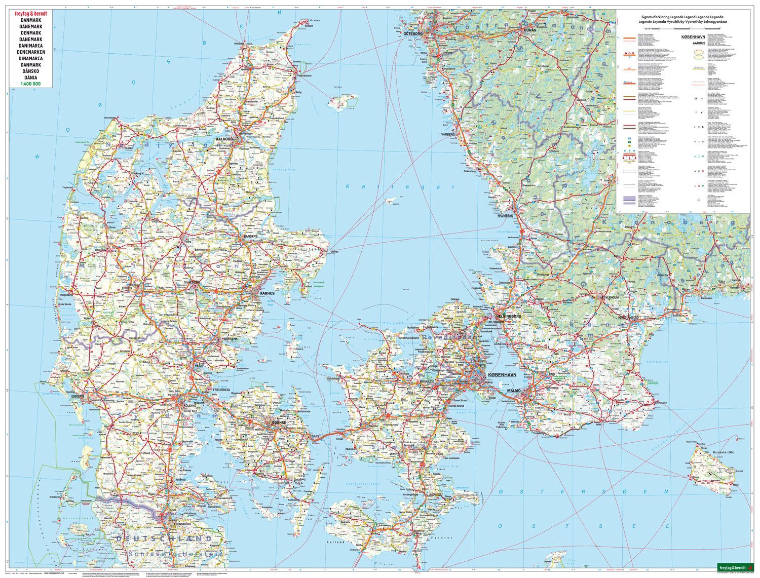 Oppslått veikart over Danmark
