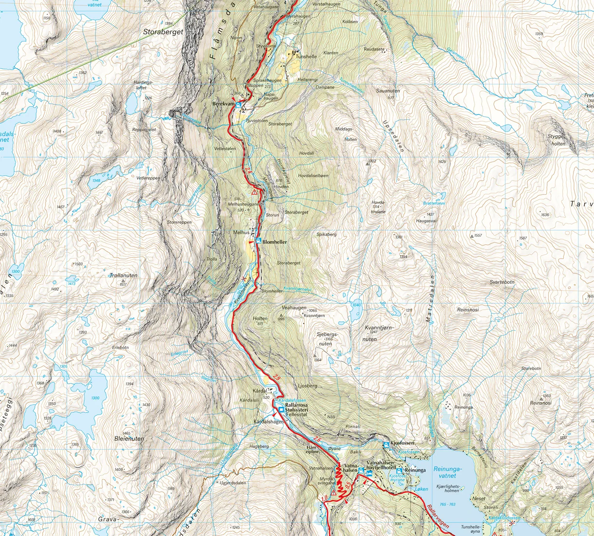 Rallarvegen komplett sykkelkart forside og bakside