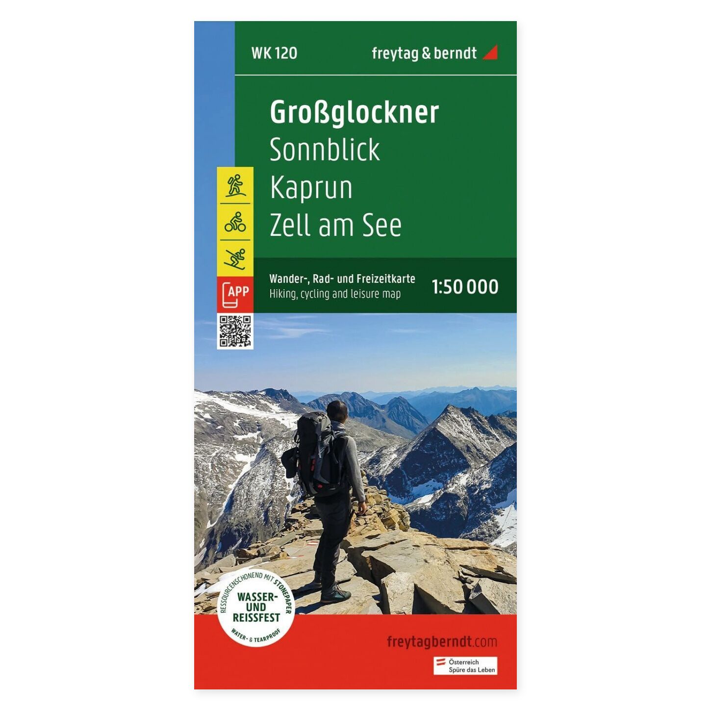 Großglockner, Sonnblick, Kaprun og Zell am See – turkart 1:50 000 (vannfast) – forside