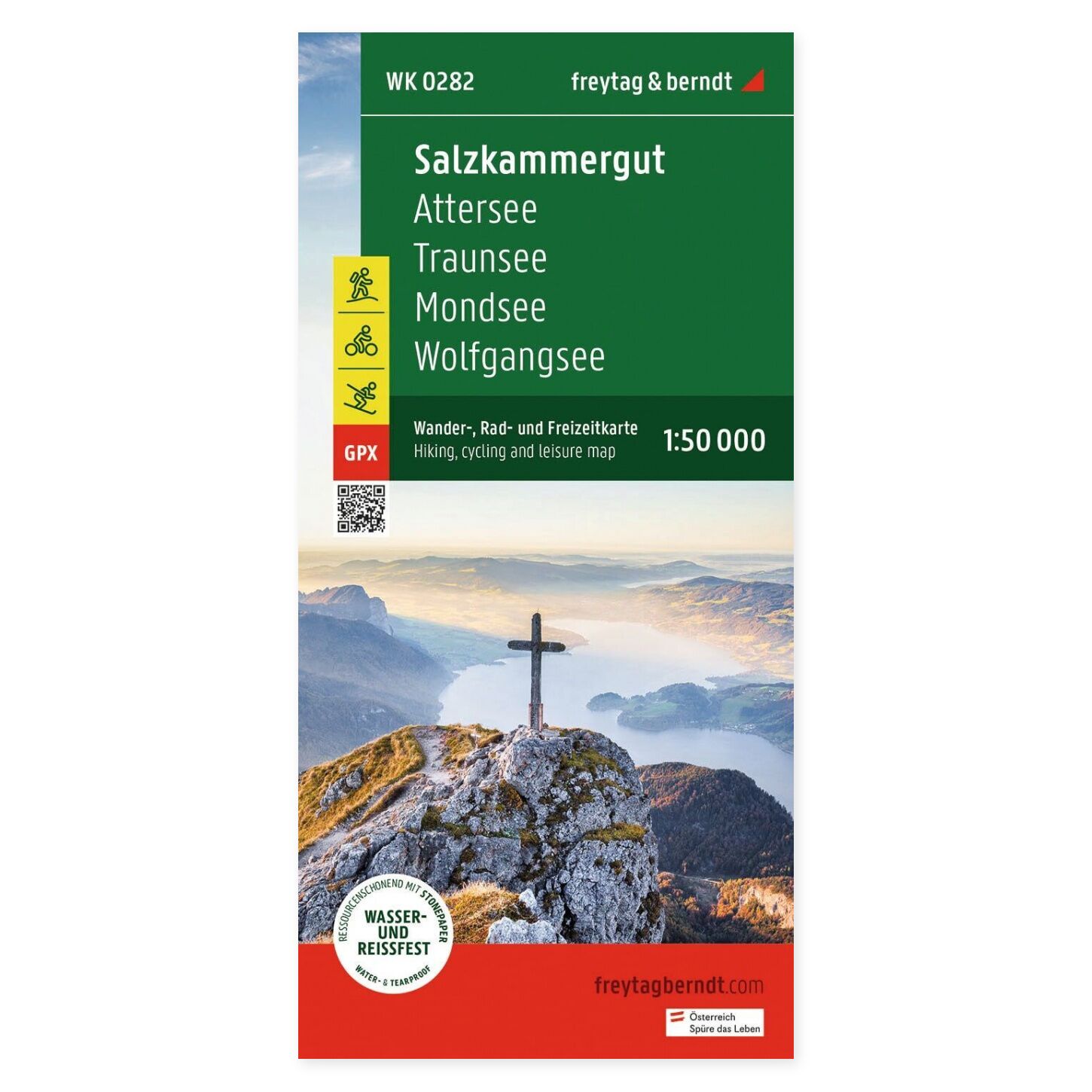 Attersee, Traunsee, Mondsee og Wolfgangsee – turkart 1:50 000 (vannfast) – forside