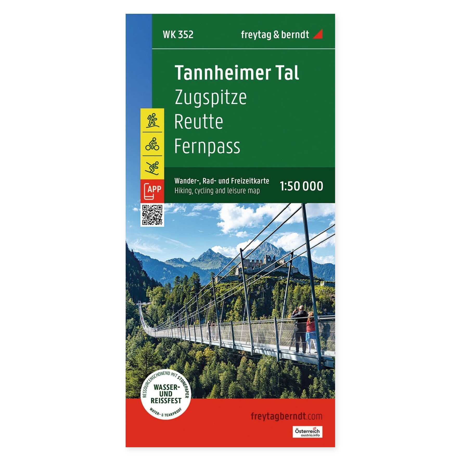 Tannheimer Tal, Reutte og Zugspitze – turkart 1:50 000 (vannfast) – forside