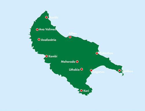 Zakynthos – veikart (flerspråklig) – kartutsnitt