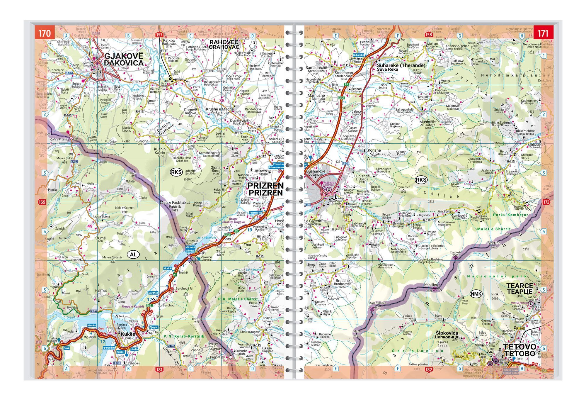 Vest-Balkan – veiatlas (flerspråklig) – innholdseksempel 2