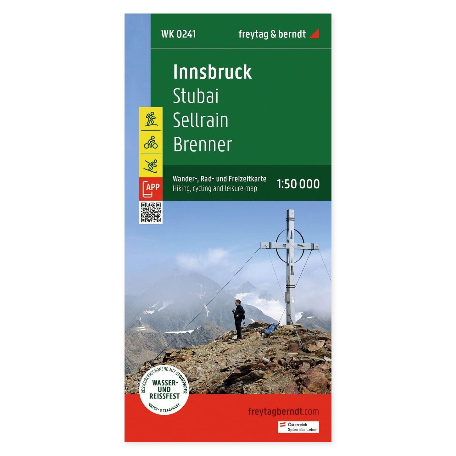 Innsbruck, Stubai, Sellrain og Brenner – turkart (vannfast) – forside