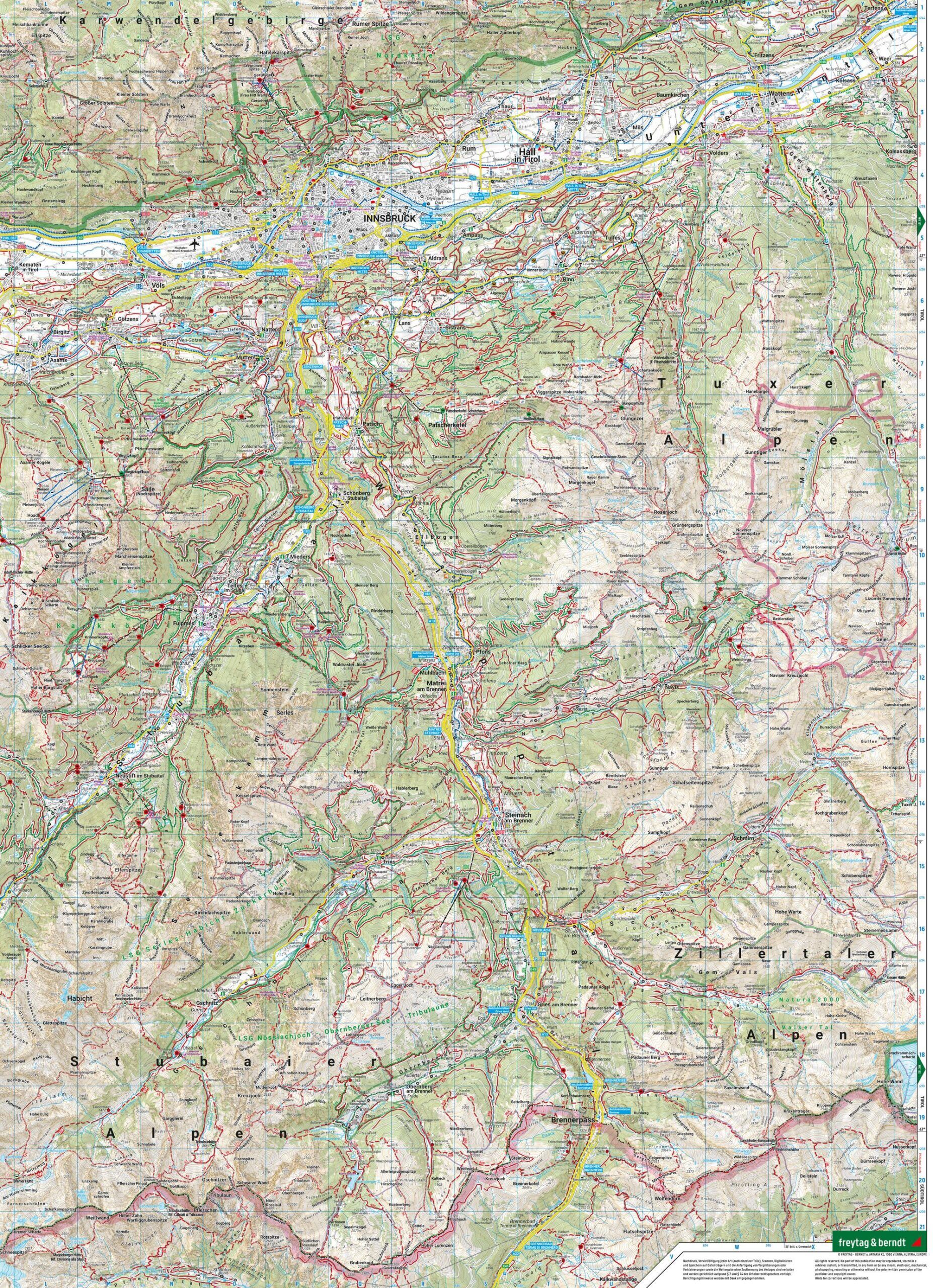 Innsbruck, Stubai, Sellrain og Brenner – turkart (vannfast) – innholdseksempel 8
