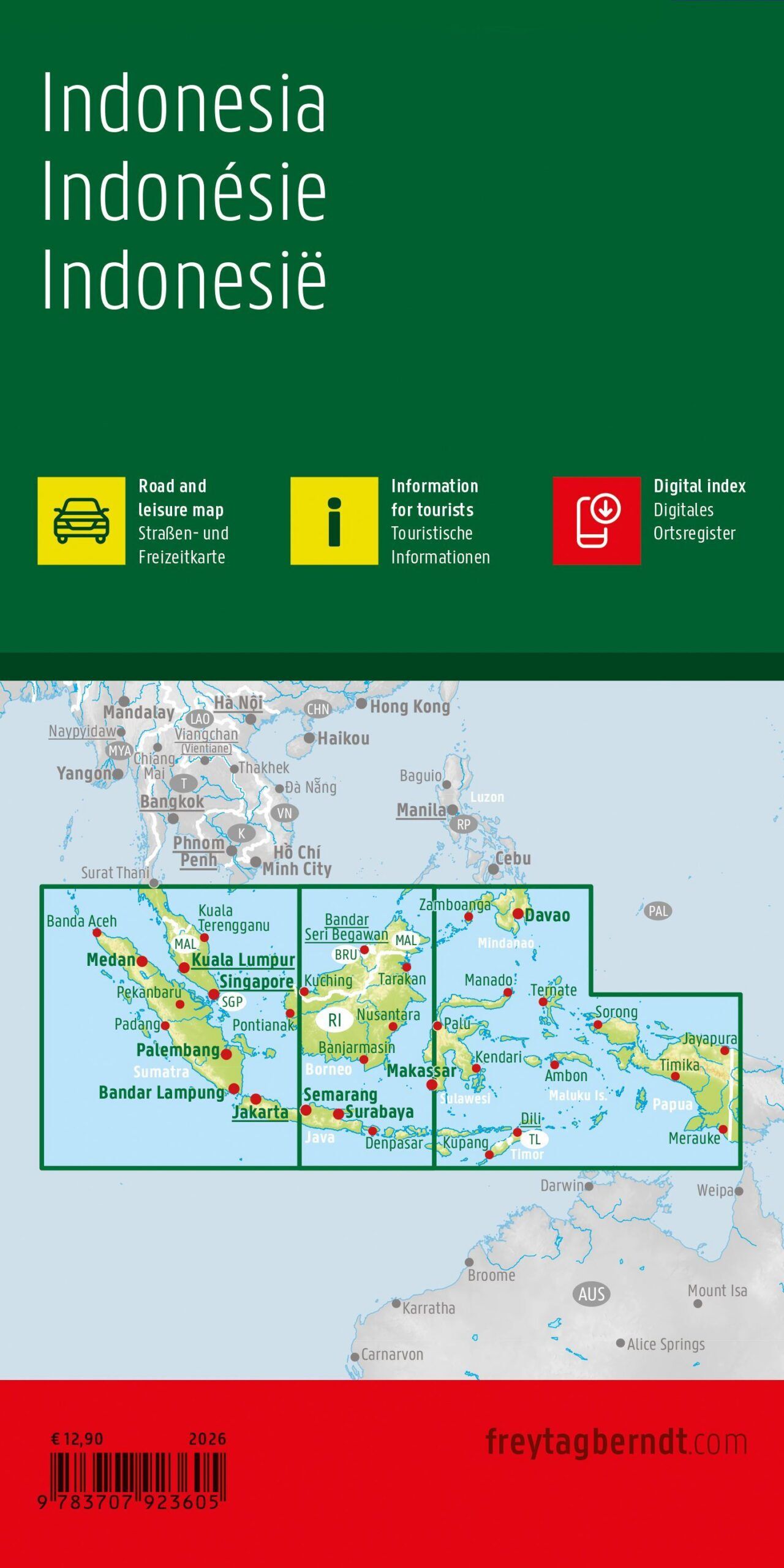 Indonesia – veikart (flerspråklig) – bakside