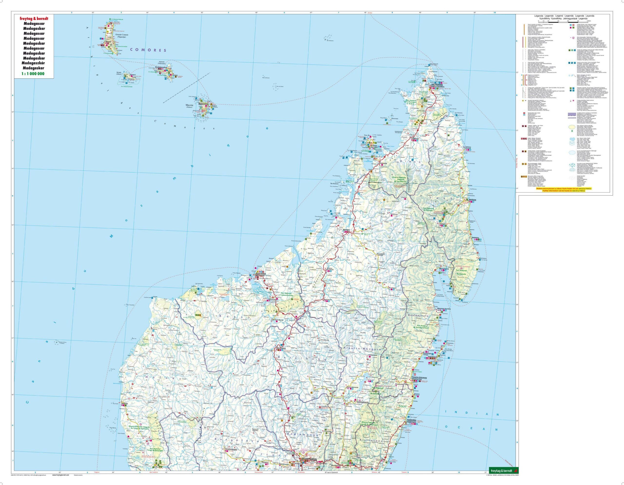 Madagaskar – veikart (flerspråklig) – kartutsnitt