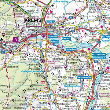 Niederösterreich – veikart (flerspråklig) – kartutsnitt