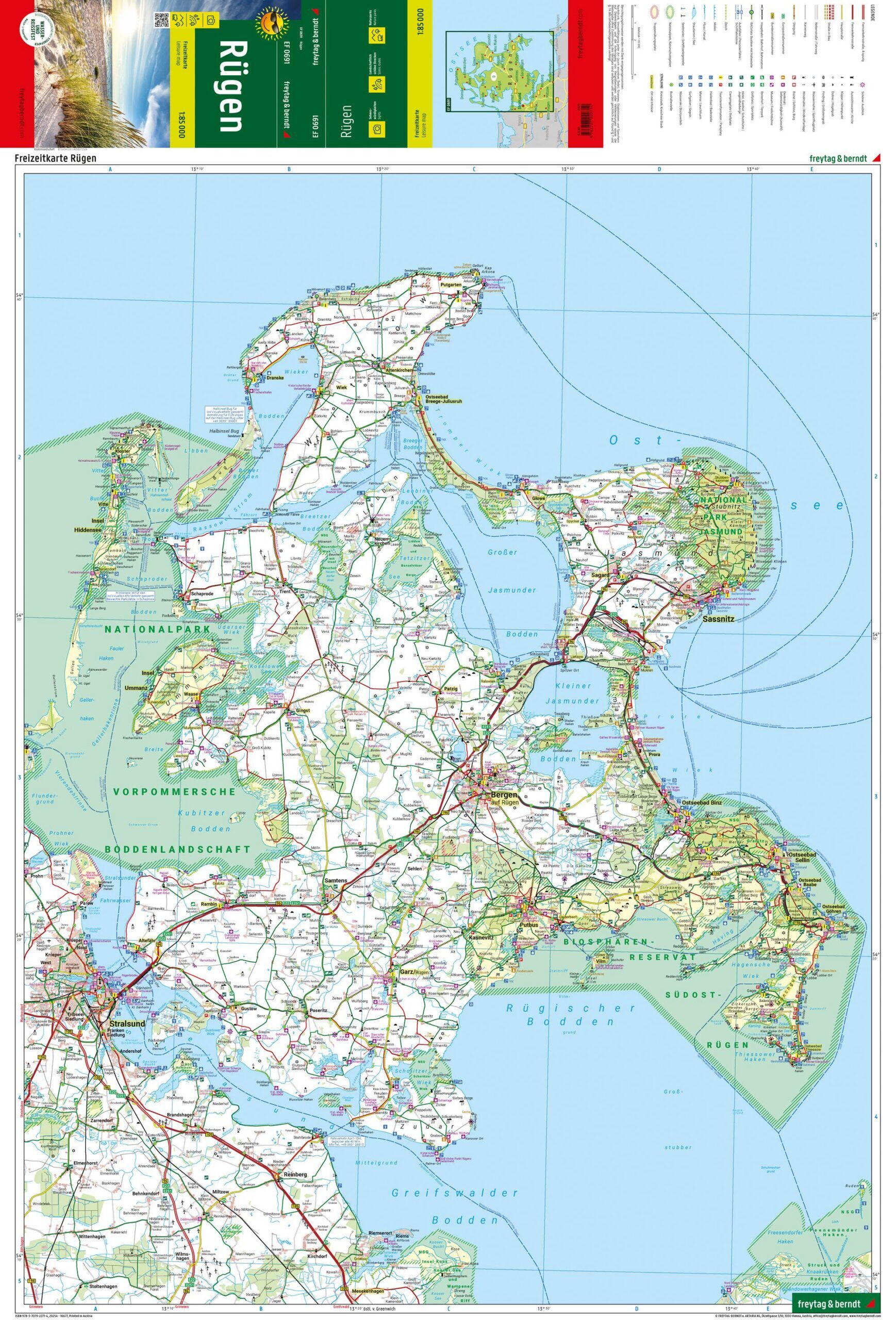 Rügen – leisure map 1:85,000 (waterproof) – map detail