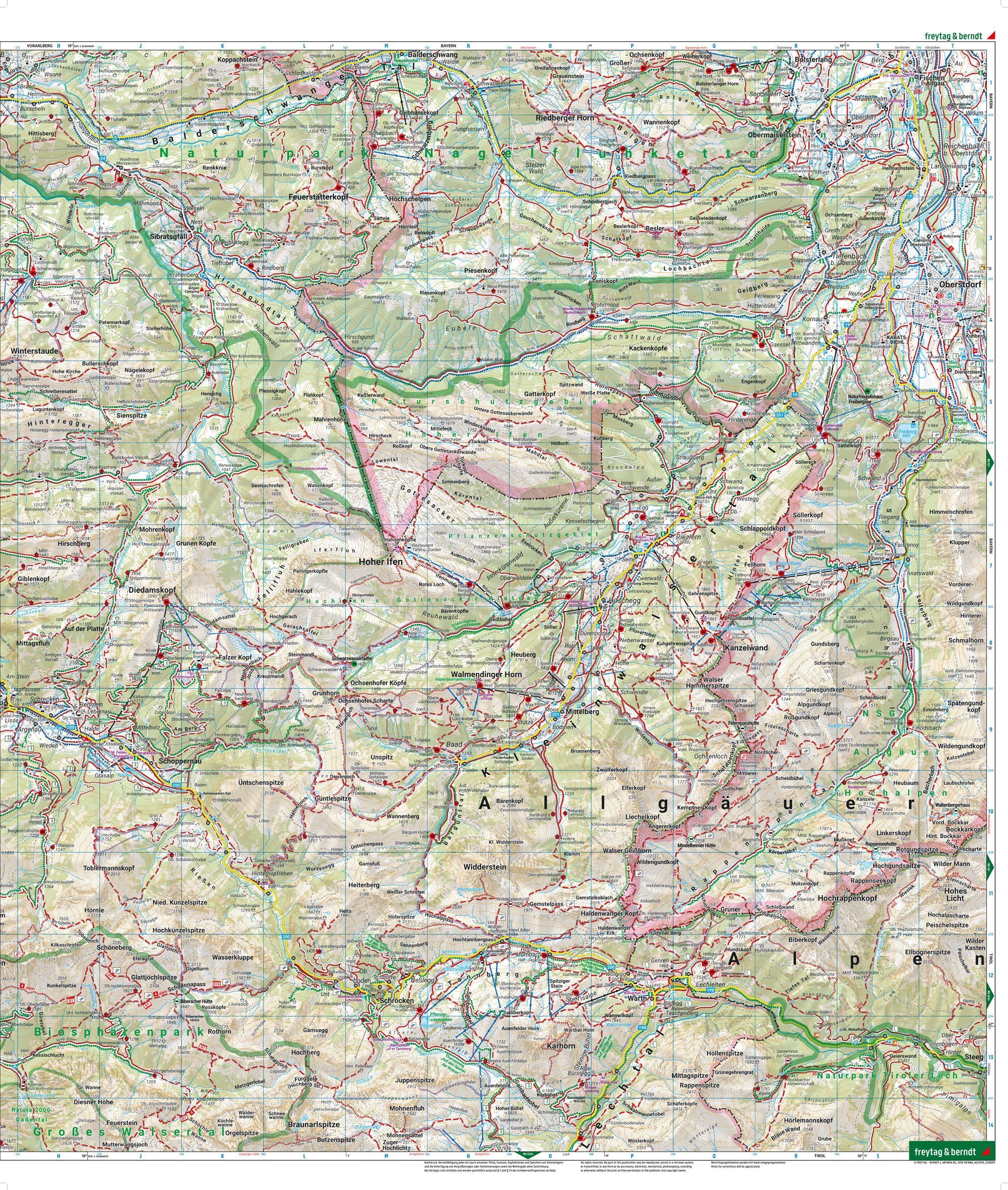 Kleinwalsertal, Lech og Damüls – turkart 1:35 000 (vannfast) – kartutsnitt