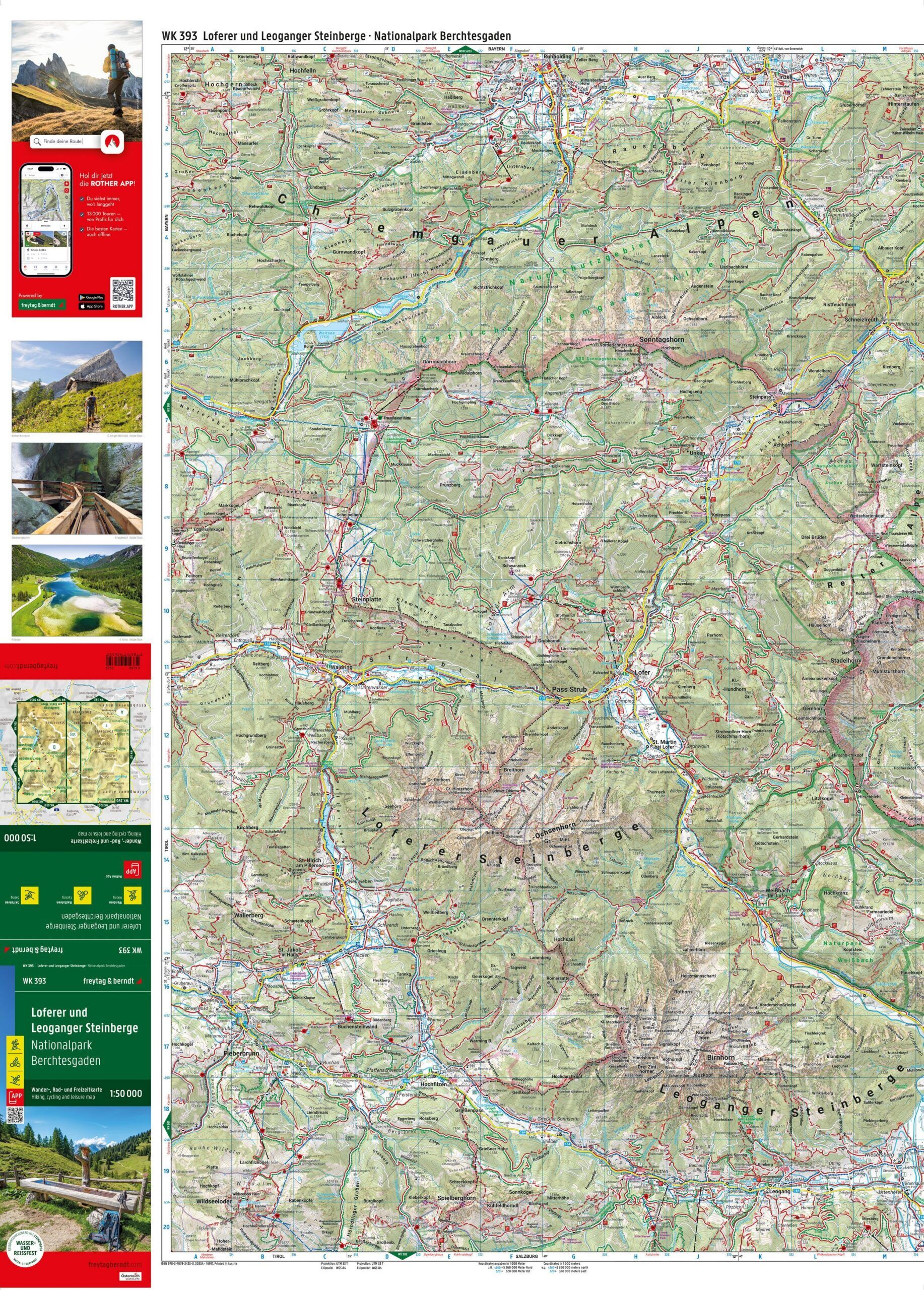 Loferer og Leoganger Steinberge – turkart 1:50 000 (vannfast) – kartutsnitt