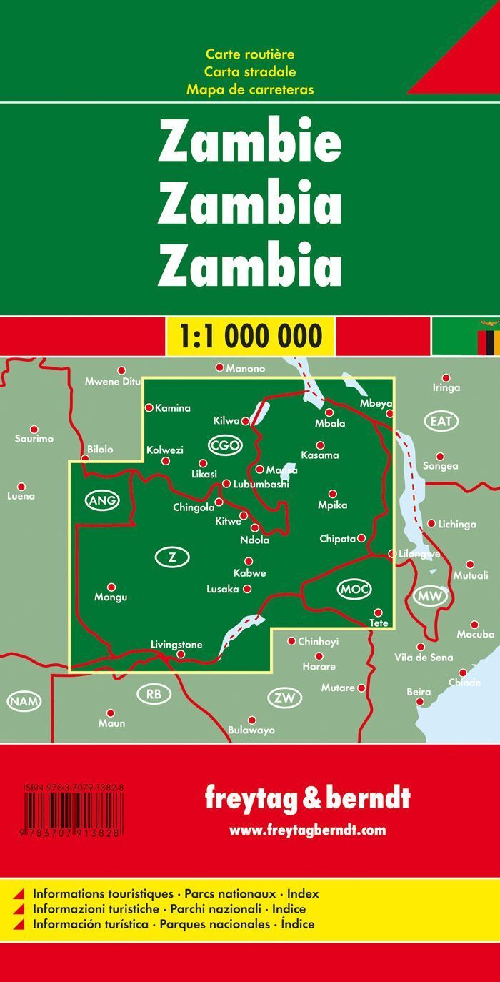 Zambia – veikart (flerspråklig) – bakside
