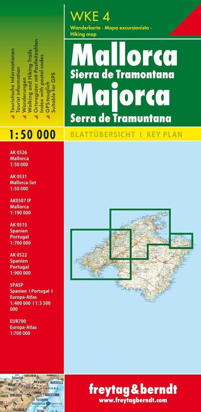 Mallorca og Tramuntana – turkart 1:50 000 (flerspråklig) – bakside