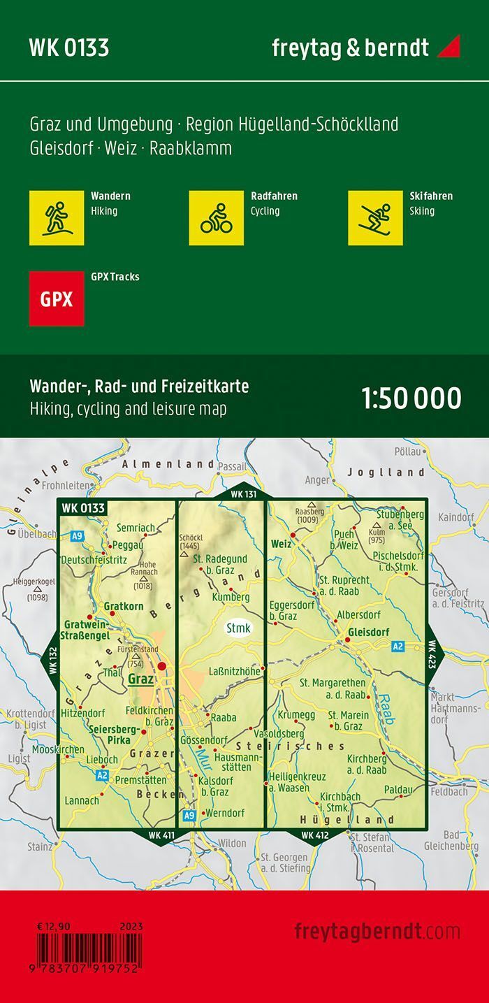 Graz og omegn – turkart 1:50 000 (vannfast) – bakside