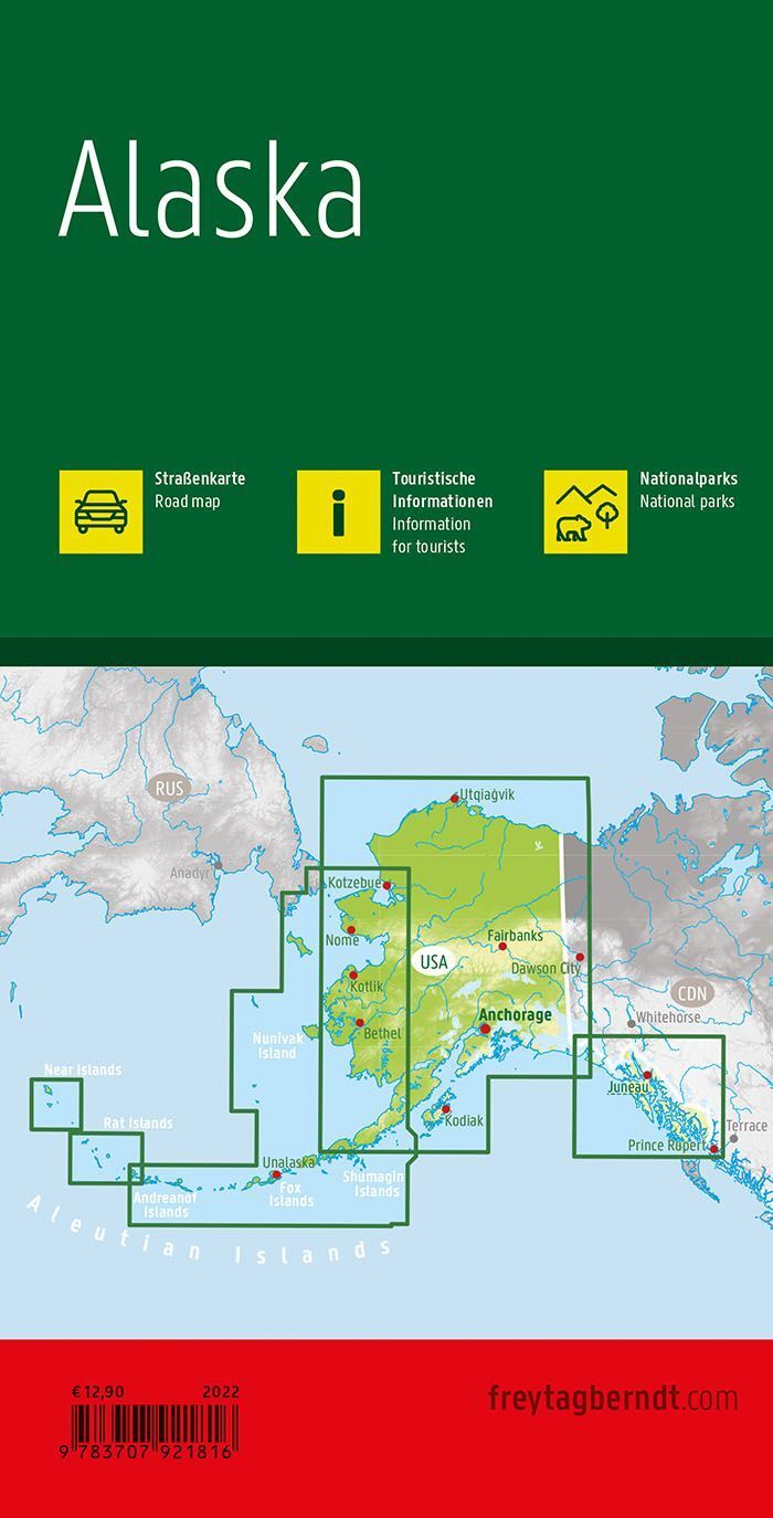 Alaska – veikart (flerspråklig) – bakside