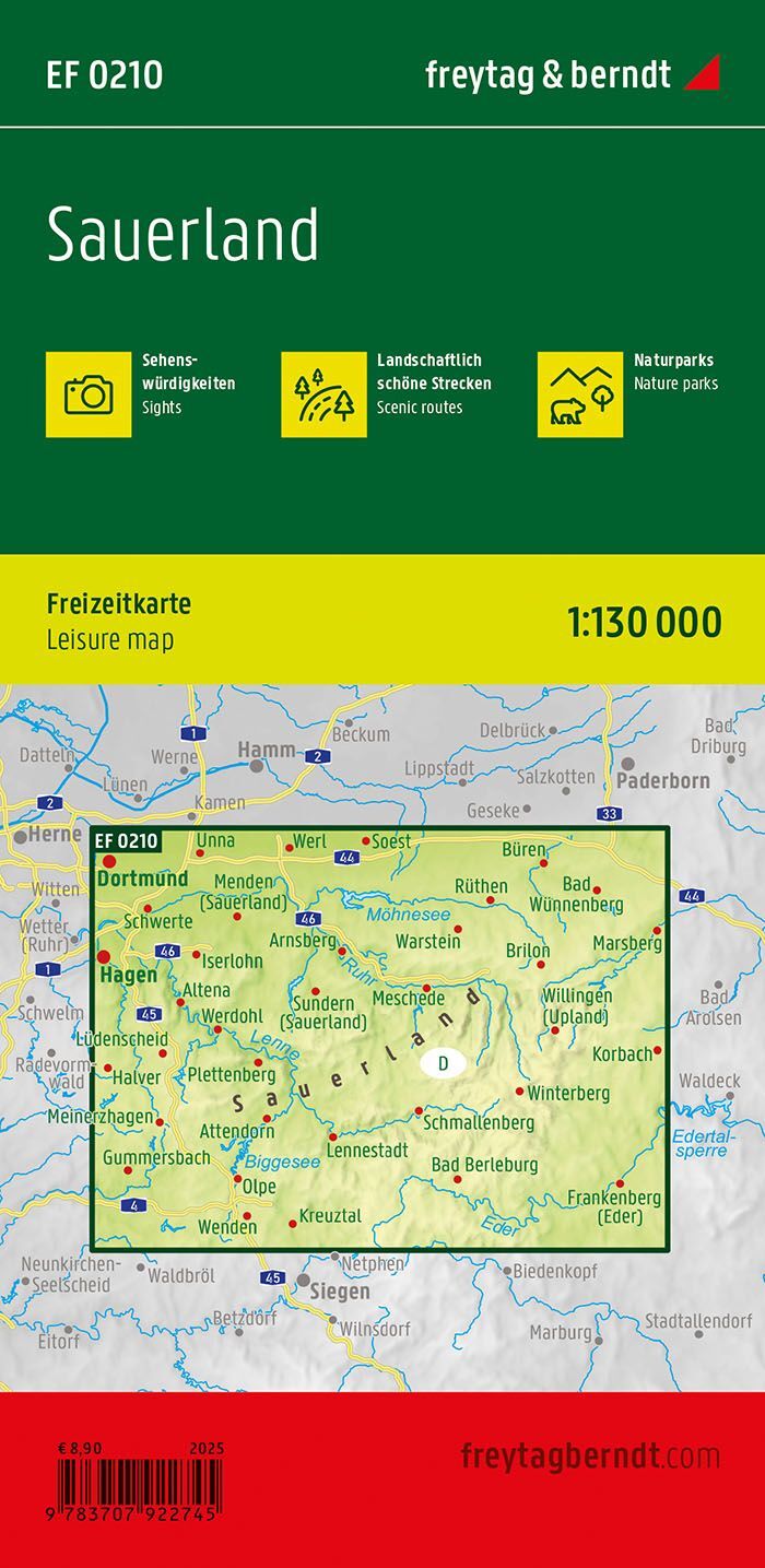 Sauerland – leisure map 1:130,000 (waterproof) – back