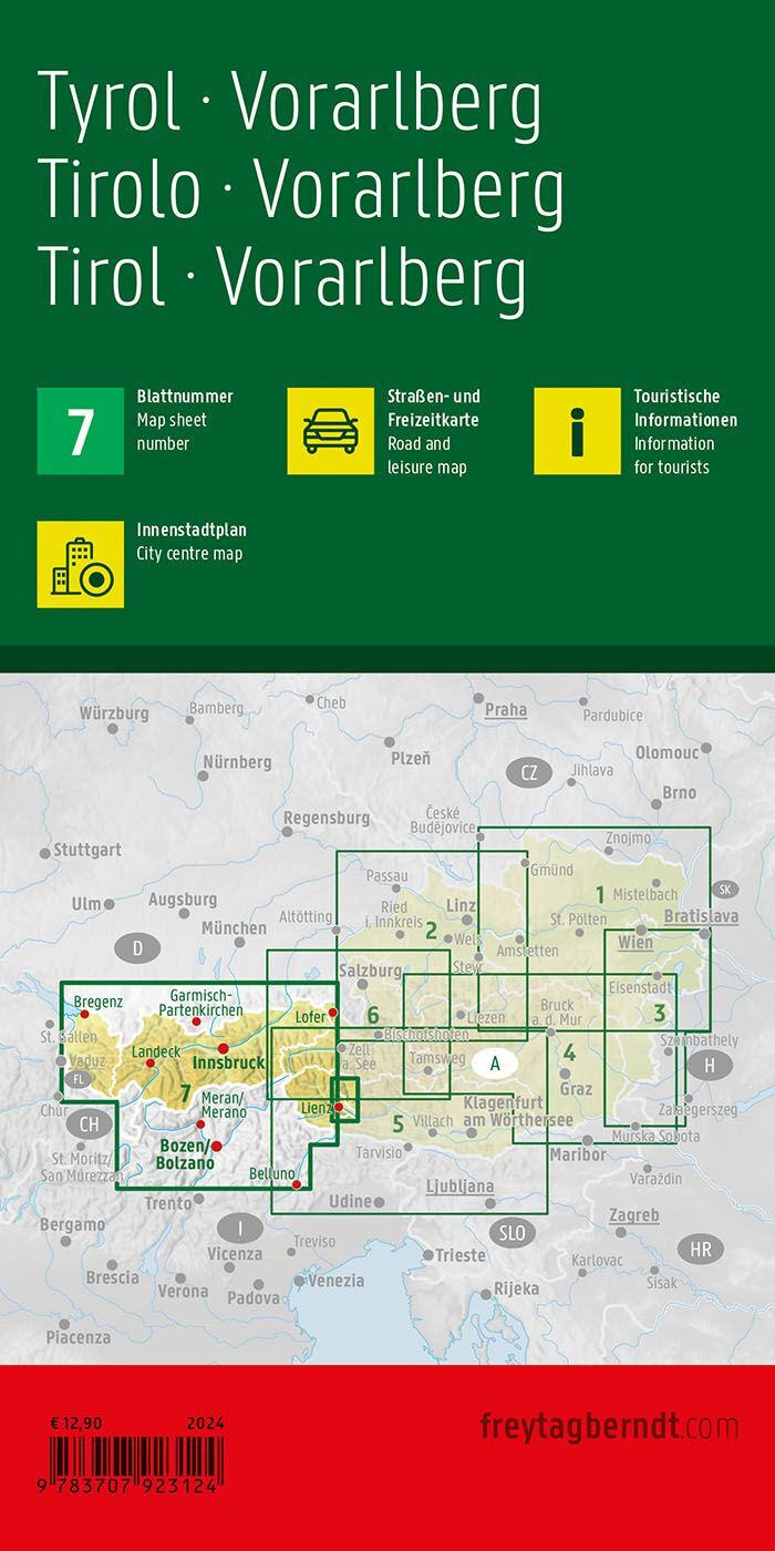 Tyrol and Vorarlberg – Road Map (Multilingual) – Back