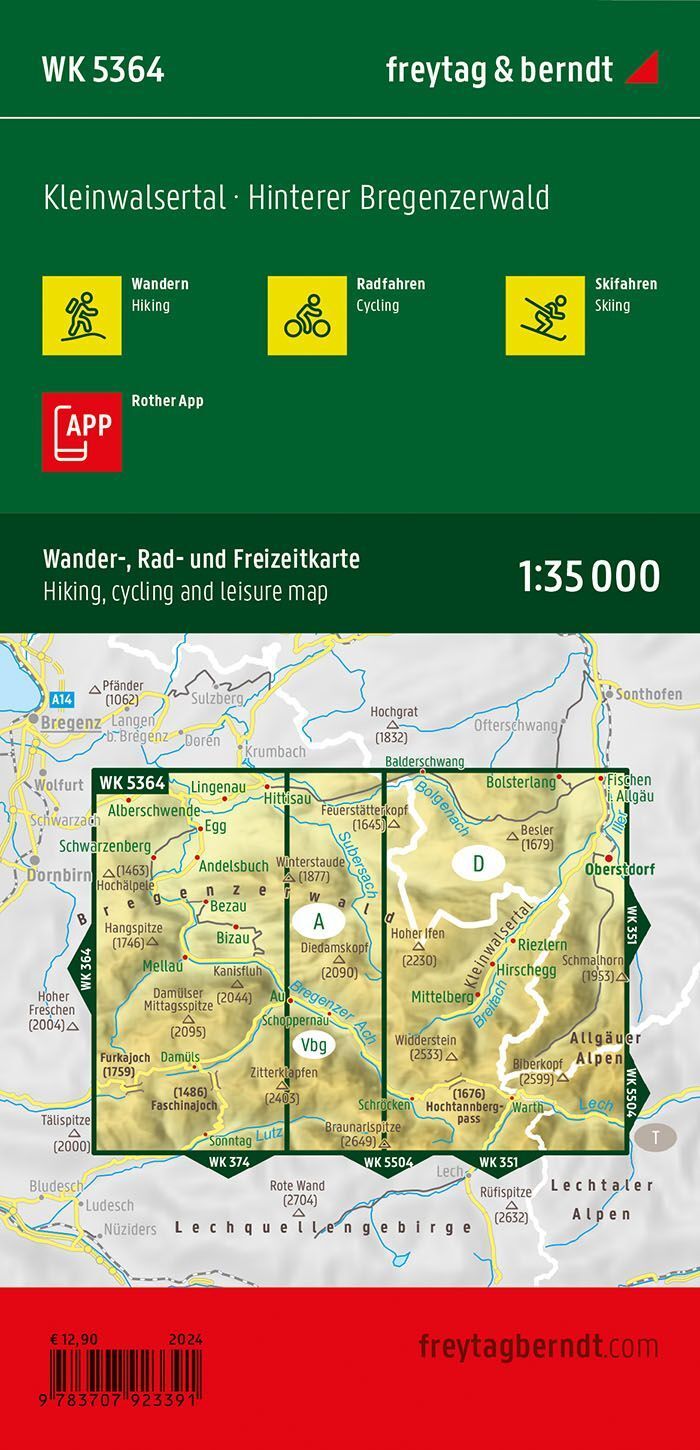 Kleinwalsertal, Lech og Damüls – turkart 1:35 000 (vannfast) – bakside