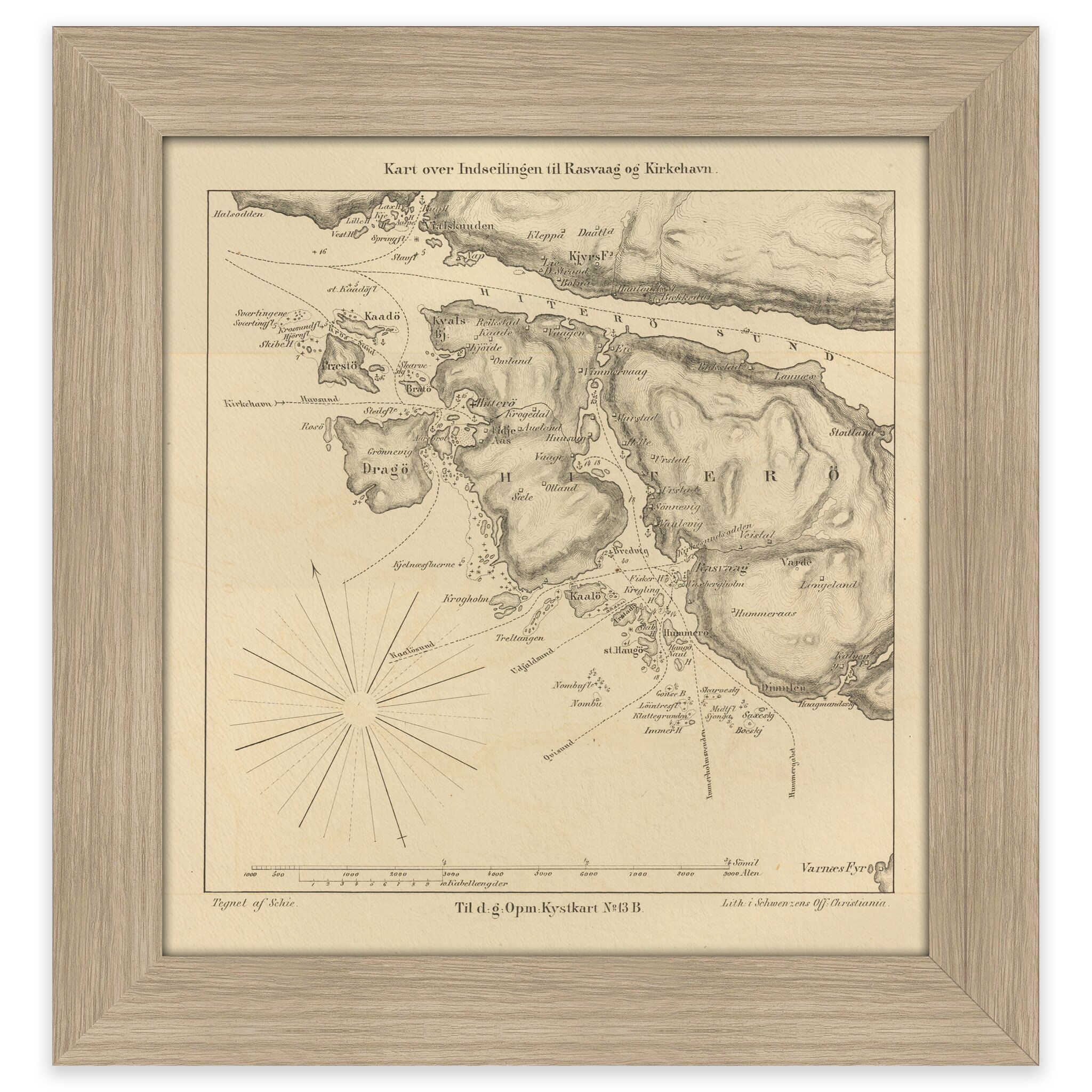 Historisk sjøkart over innseilingen til Rasvåg og Kirkehavn på Hidra - Image 2