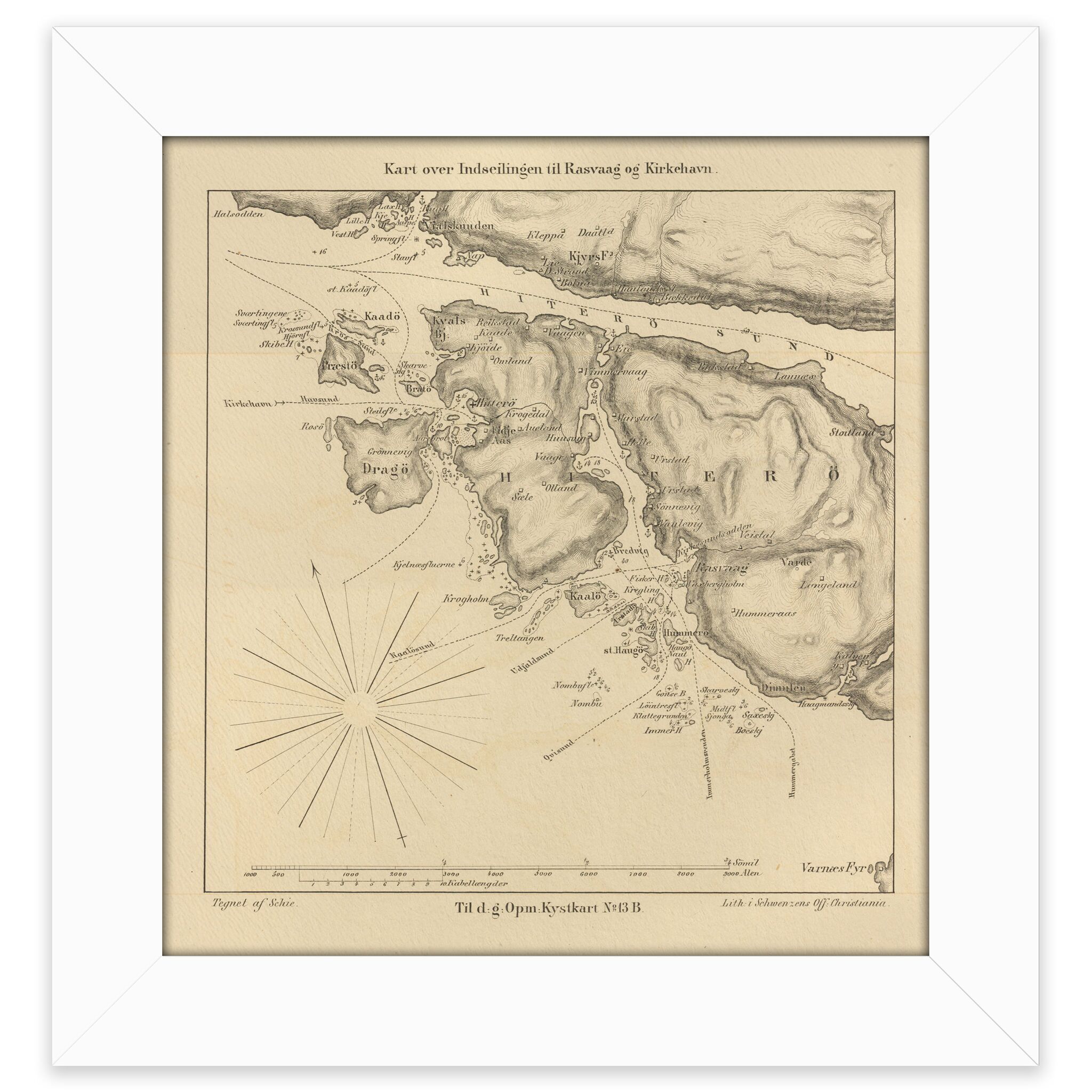 Historisk sjøkart over innseilingen til Rasvåg og Kirkehavn på Hidra - Image 4