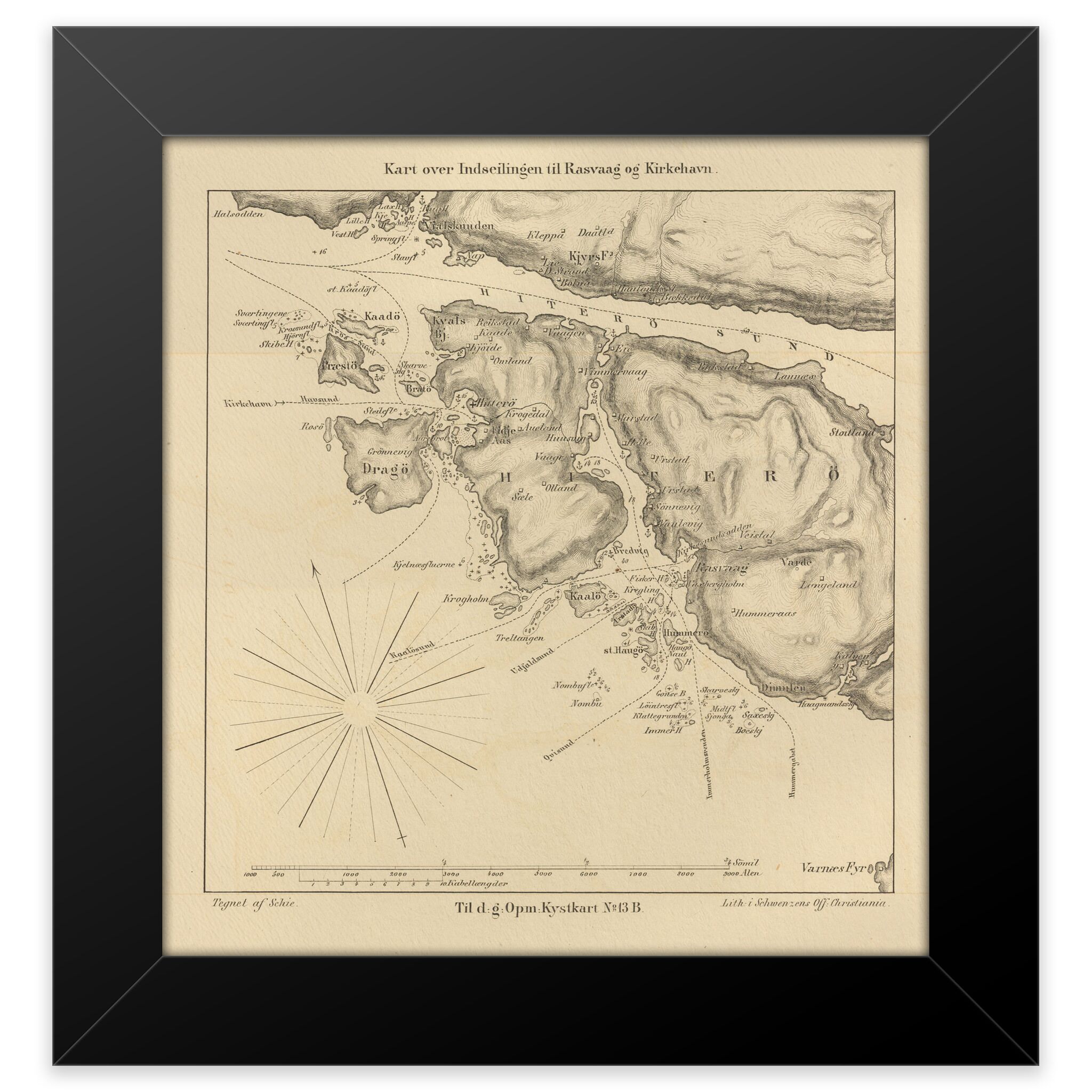 Historisk sjøkart over innseilingen til Rasvåg og Kirkehavn på Hidra - Image 3